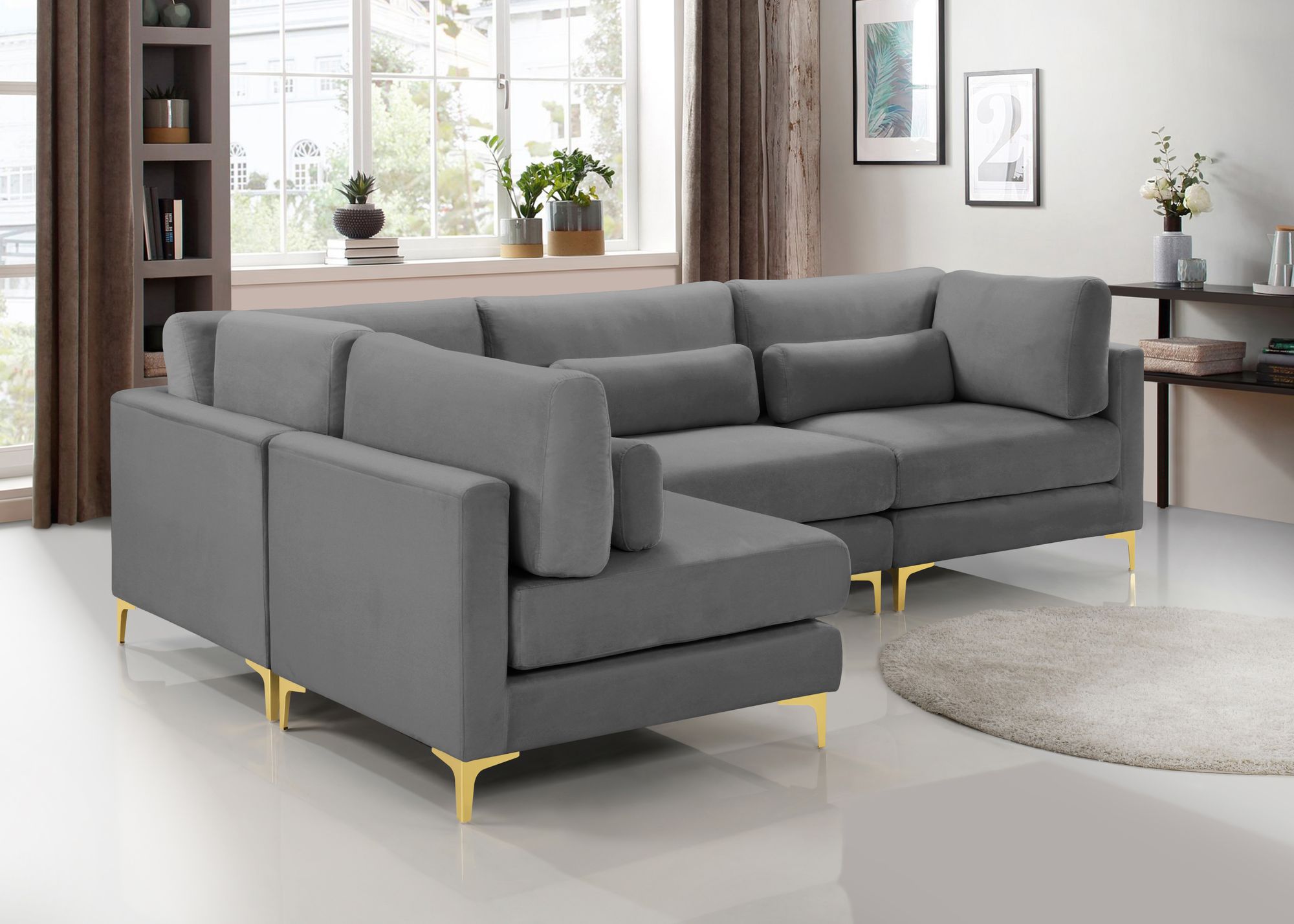 Julia 108.5" 4-Piece Velvet Modular Corner Sectional