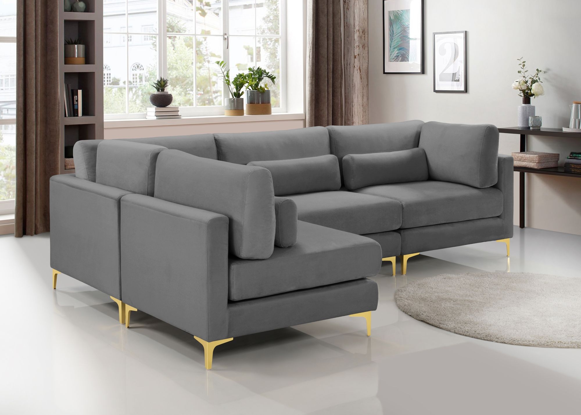 Julia 108.5" 4-Piece Velvet Modular Corner Sectional