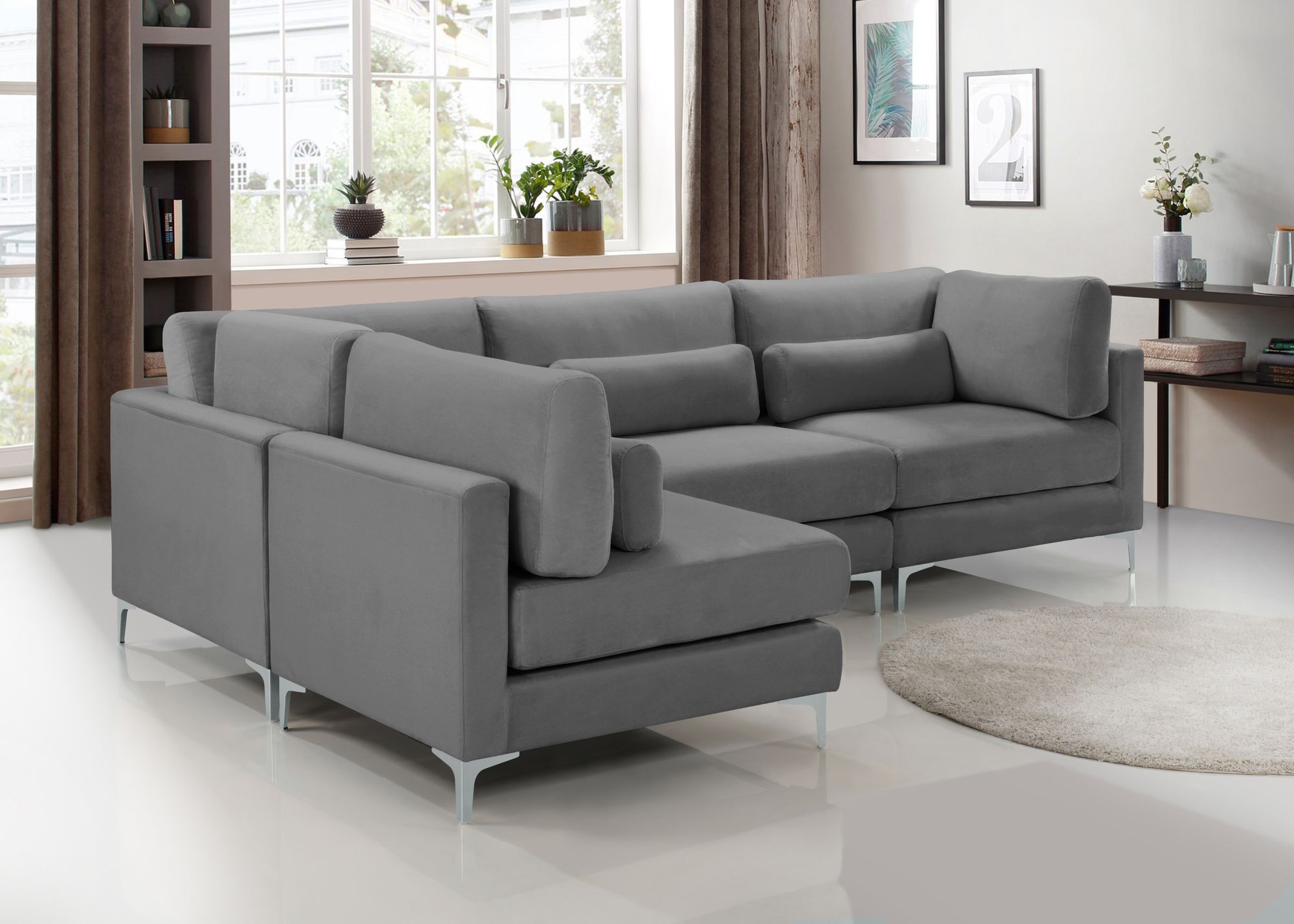 Julia 108.5" 4-Piece Velvet Modular Corner Sectional