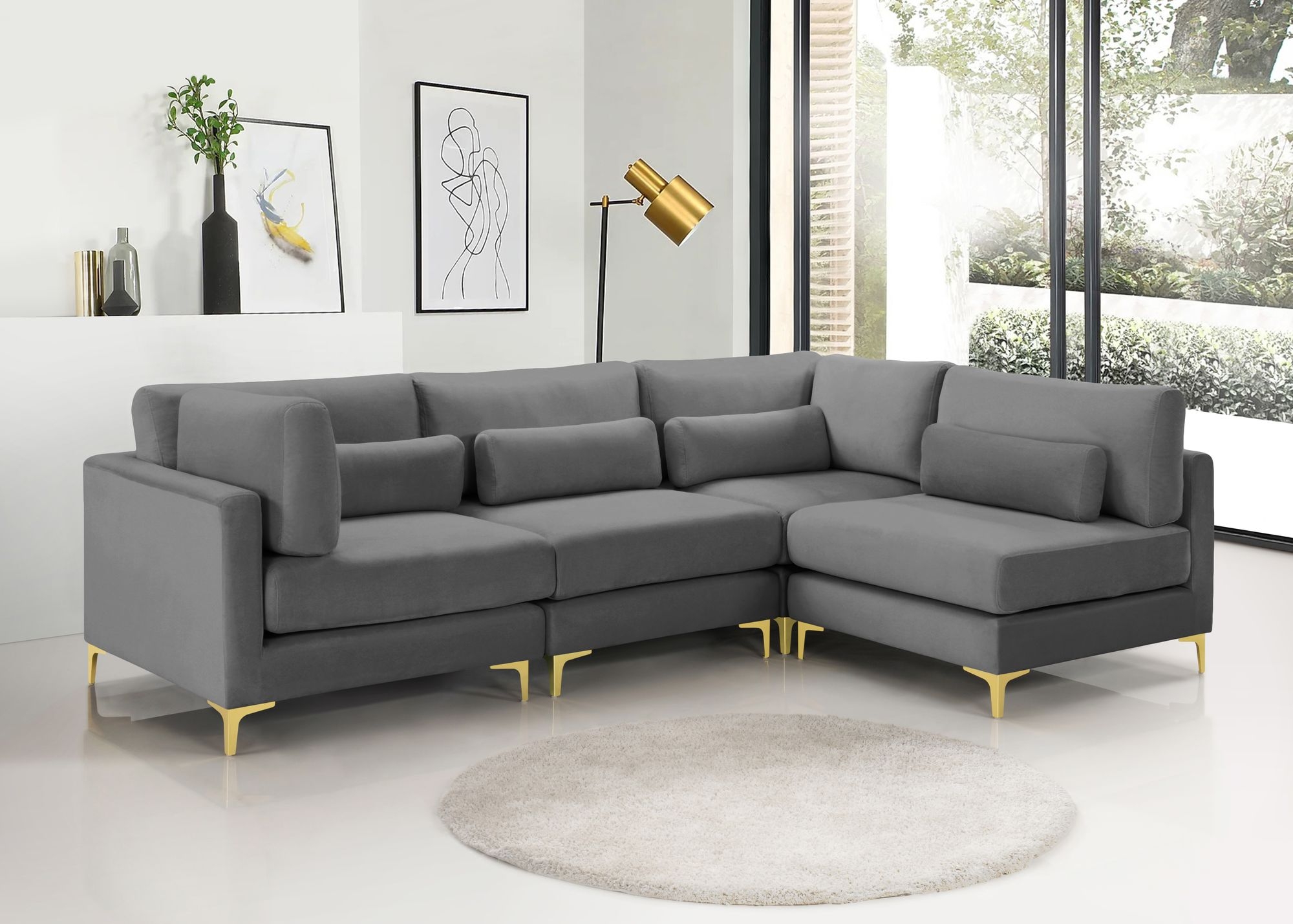Julia 108.5" 4-Piece Velvet Modular Corner Sectional