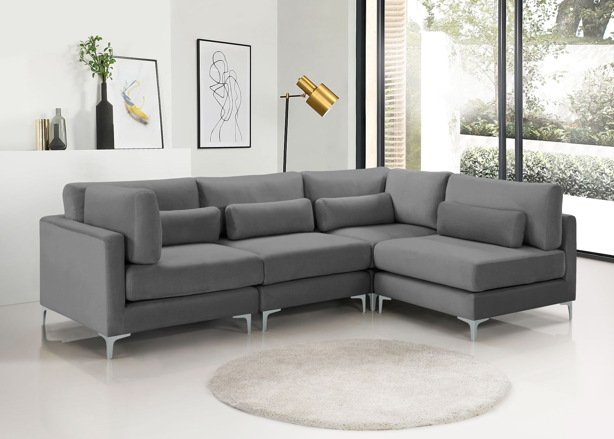 Julia 108.5" 4-Piece Velvet Modular Corner Sectional