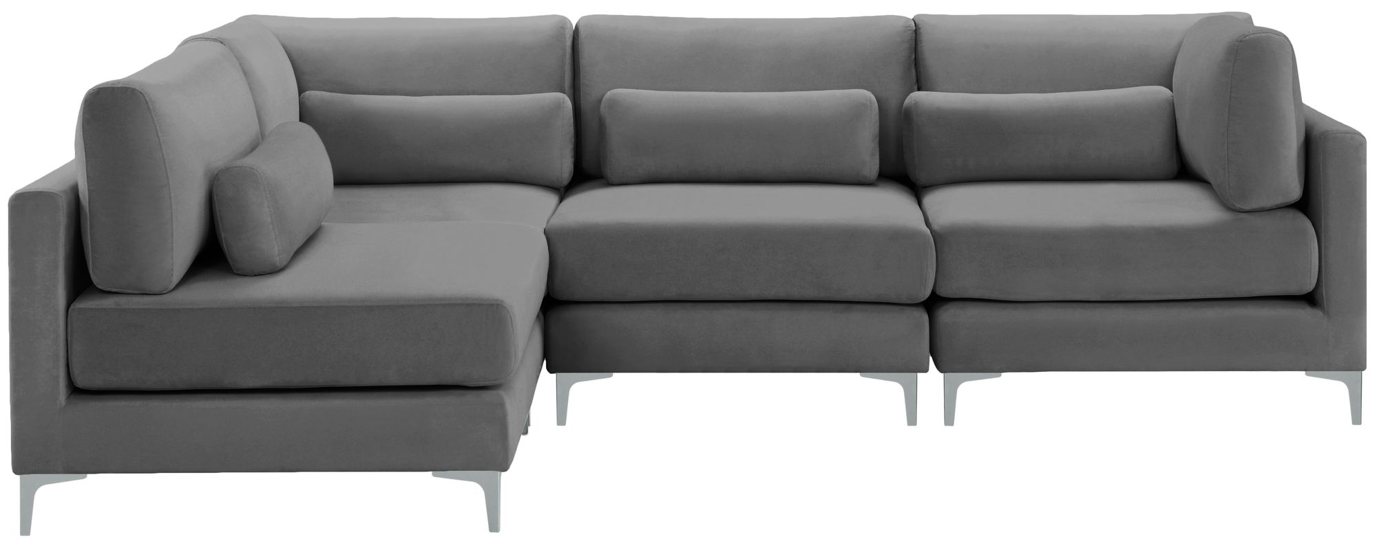 Julia 108.5" 4-Piece Velvet Modular Corner Sectional
