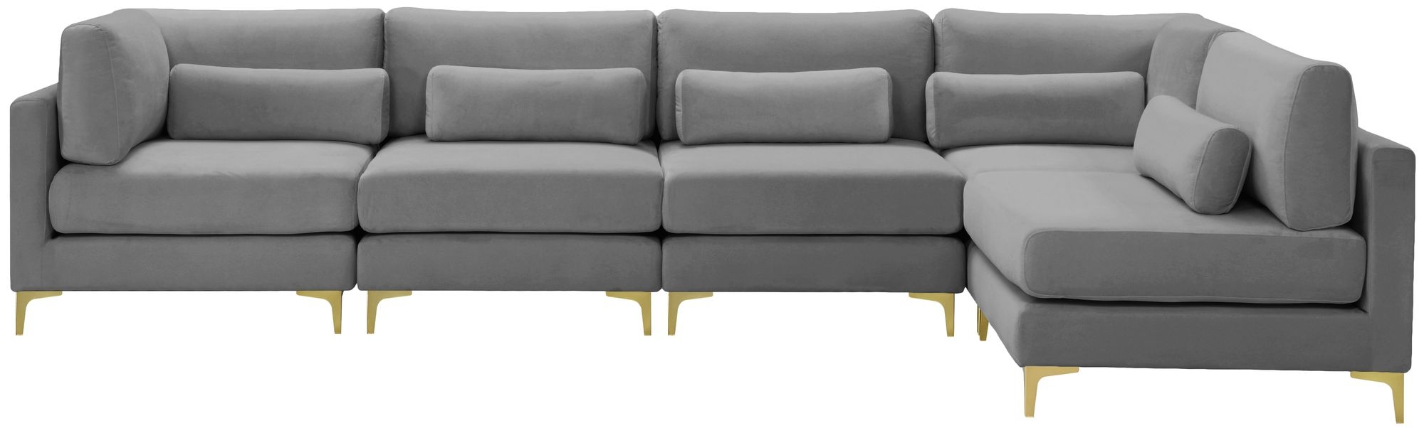 Julia 142" 5-Piece Velvet Modular Sectional