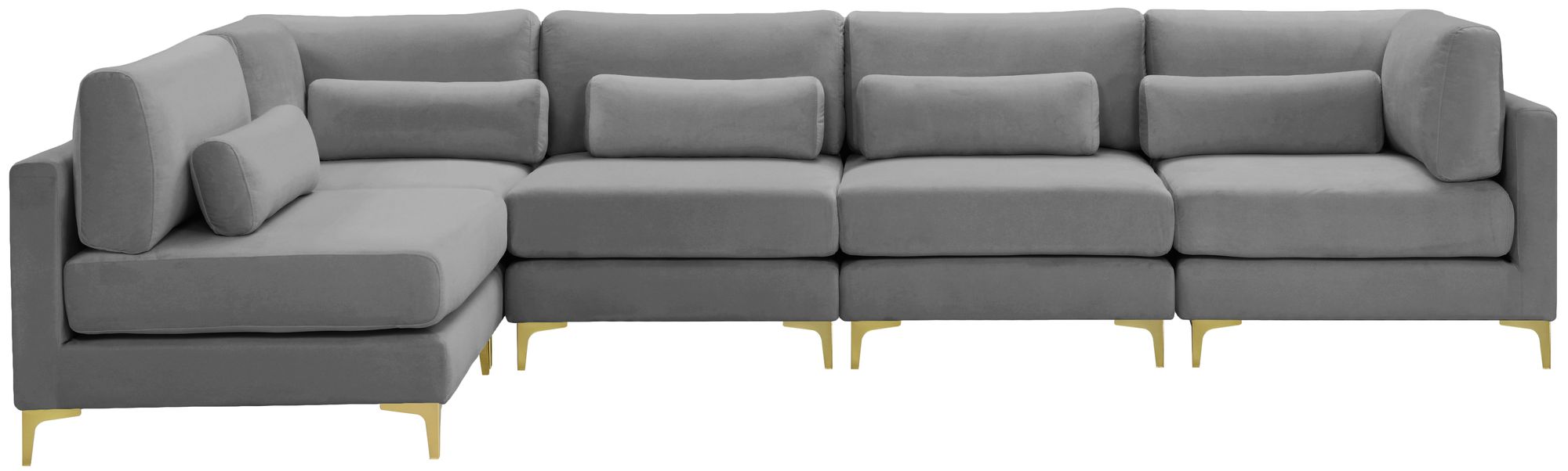 Julia 142" 5-Piece Velvet Modular Sectional