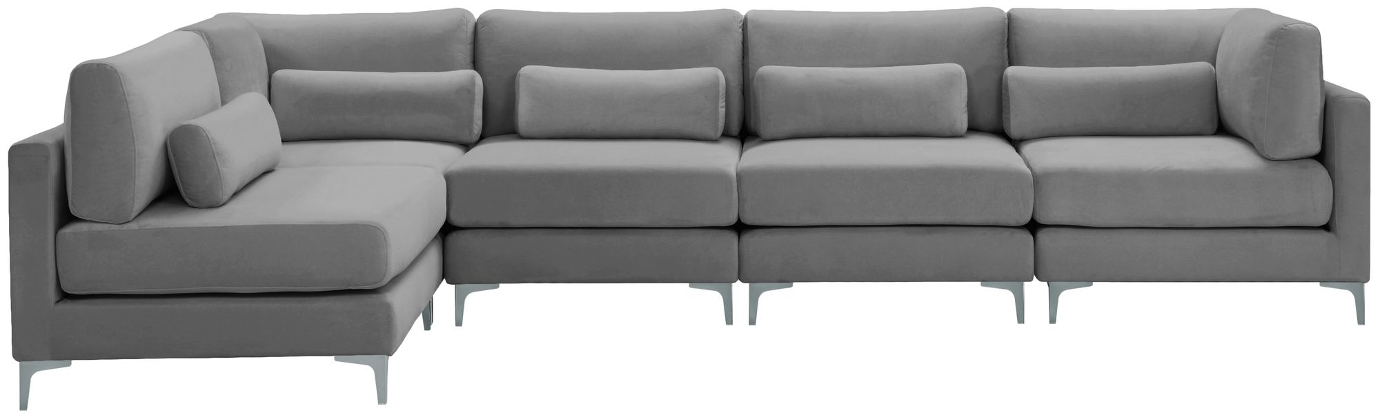 Julia 142" 5-Piece Velvet Modular Sectional