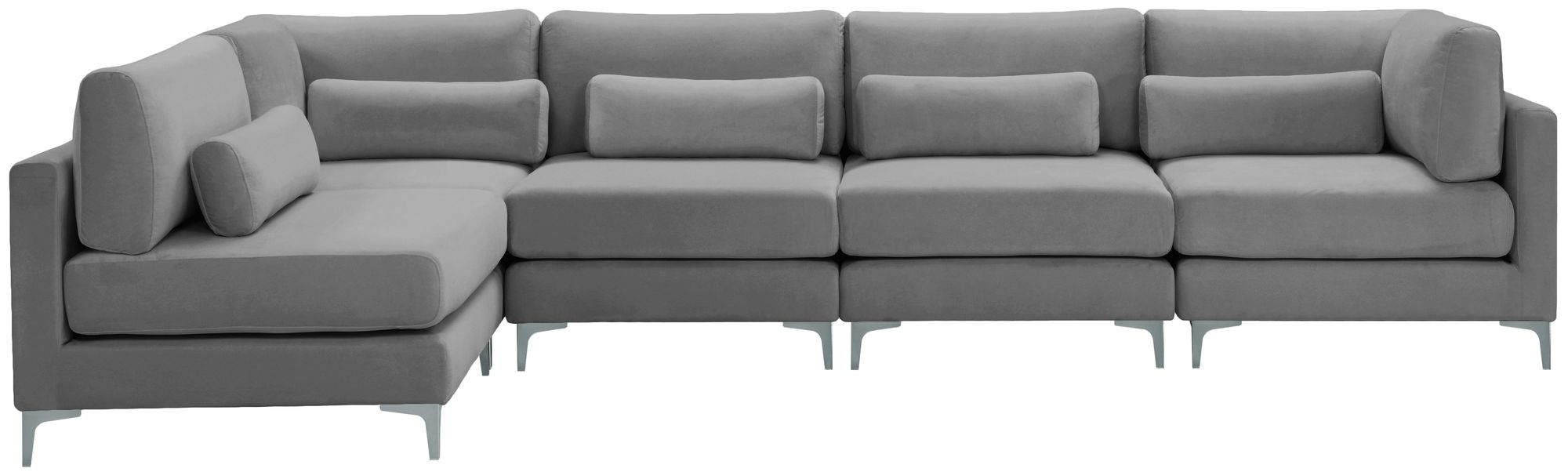 Julia 142" 5-Piece Velvet Modular Sectional