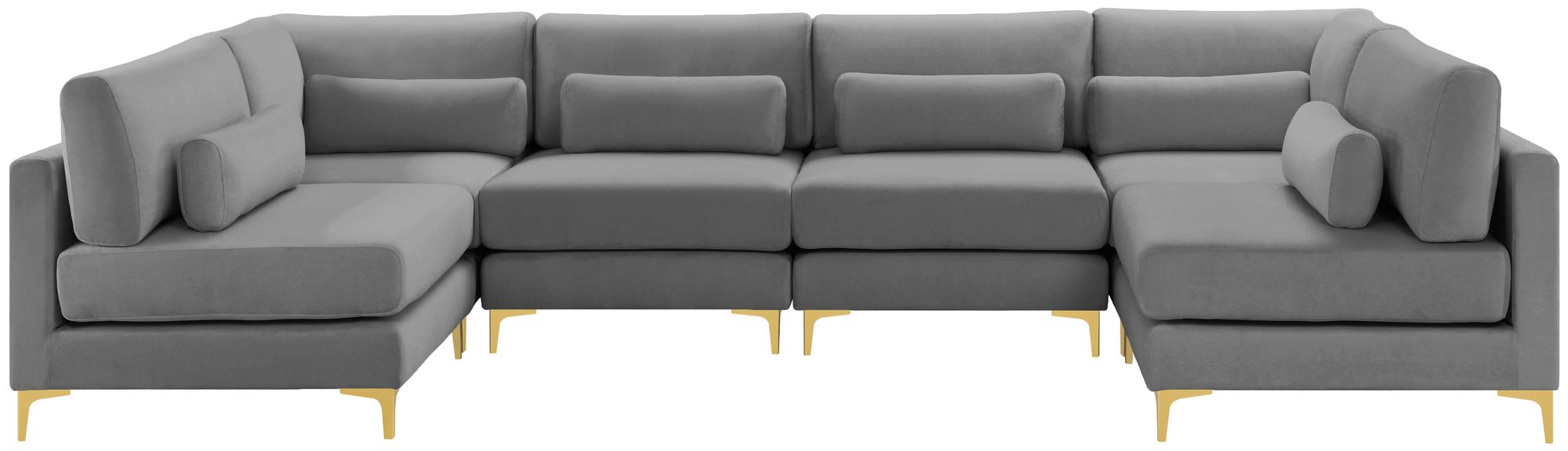 Julia 142" 6-Piece Velvet Modular U-Shape Sectional
