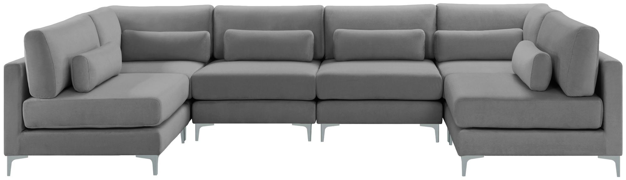 Julia 142" 6-Piece Velvet Modular U-Shape Sectional