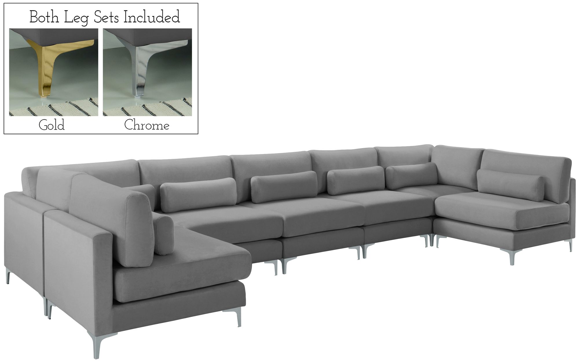 Julia 175.5" 7-Piece Velvet Modular Sectional