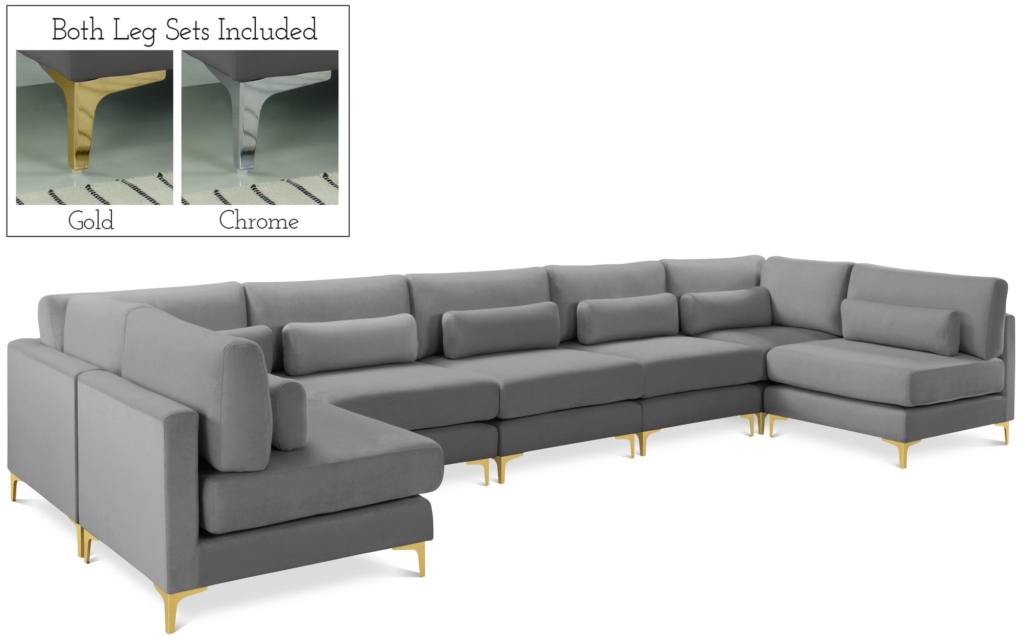Julia 175.5" 7-Piece Velvet Modular Sectional