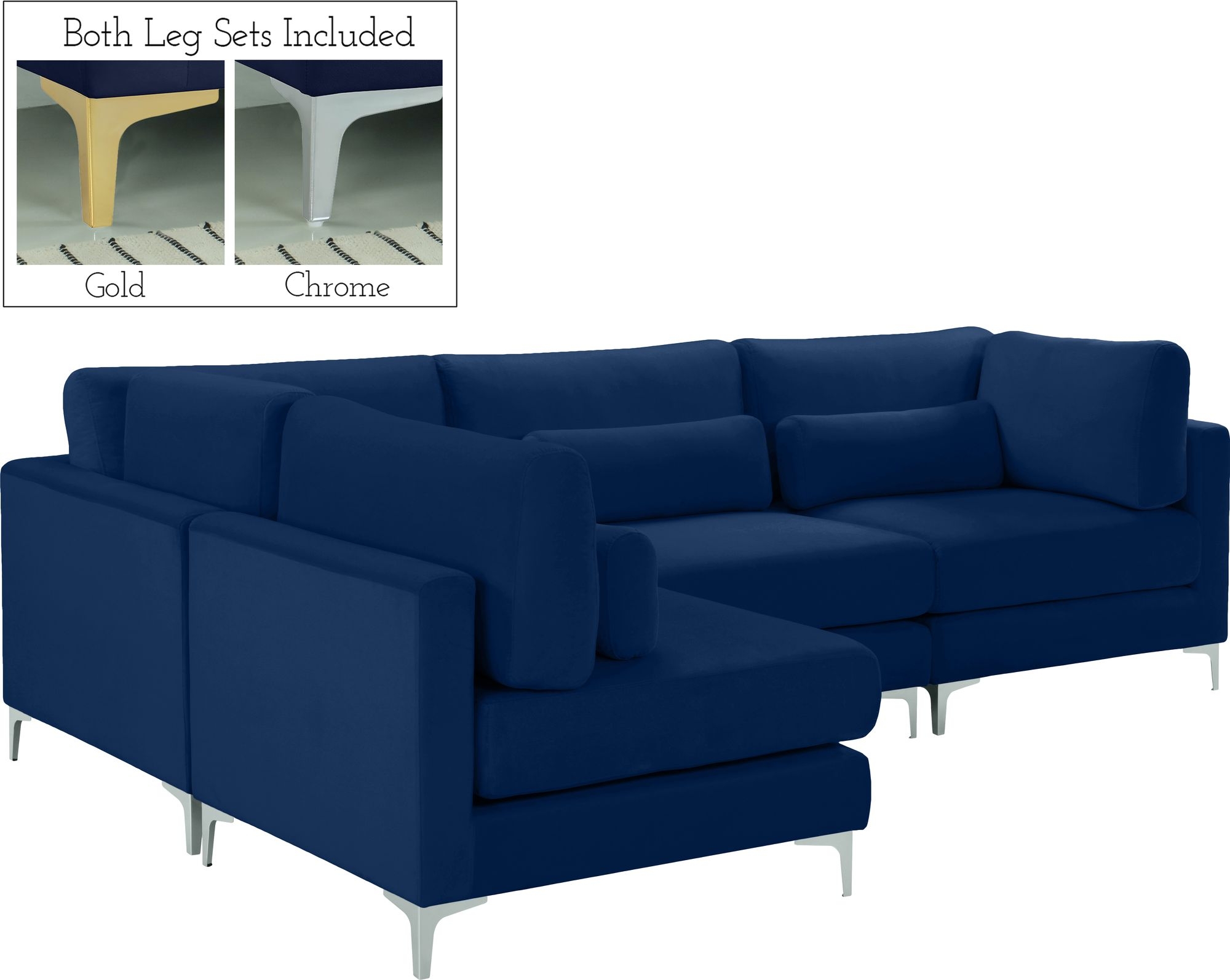 Julia 108.5" 4-Piece Velvet Modular Corner Sectional