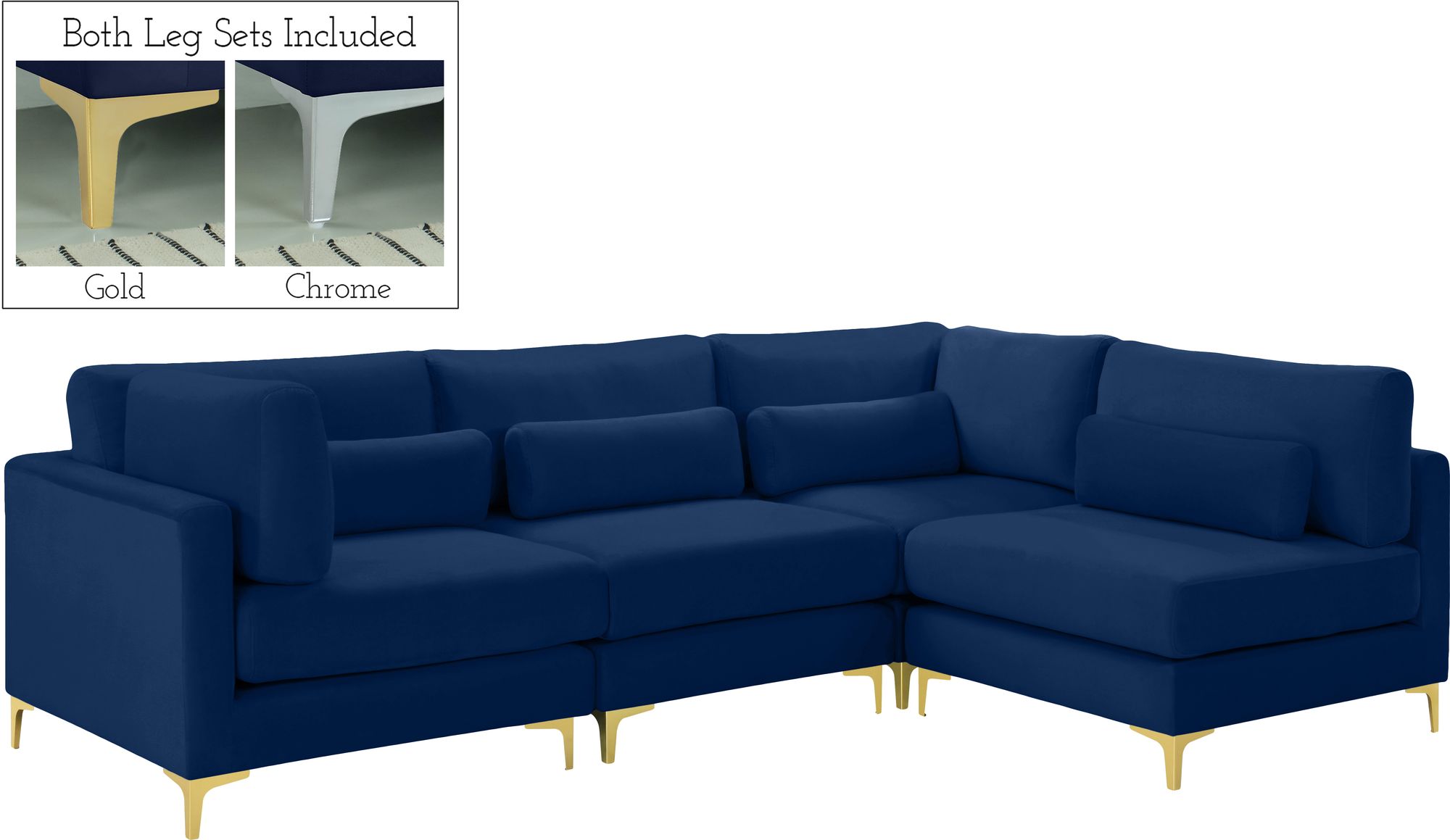 Julia 108.5" 4-Piece Velvet Modular Corner Sectional