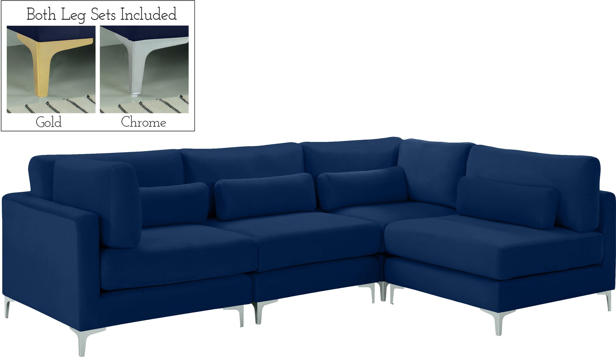 Julia 108.5" 4-Piece Velvet Modular Corner Sectional