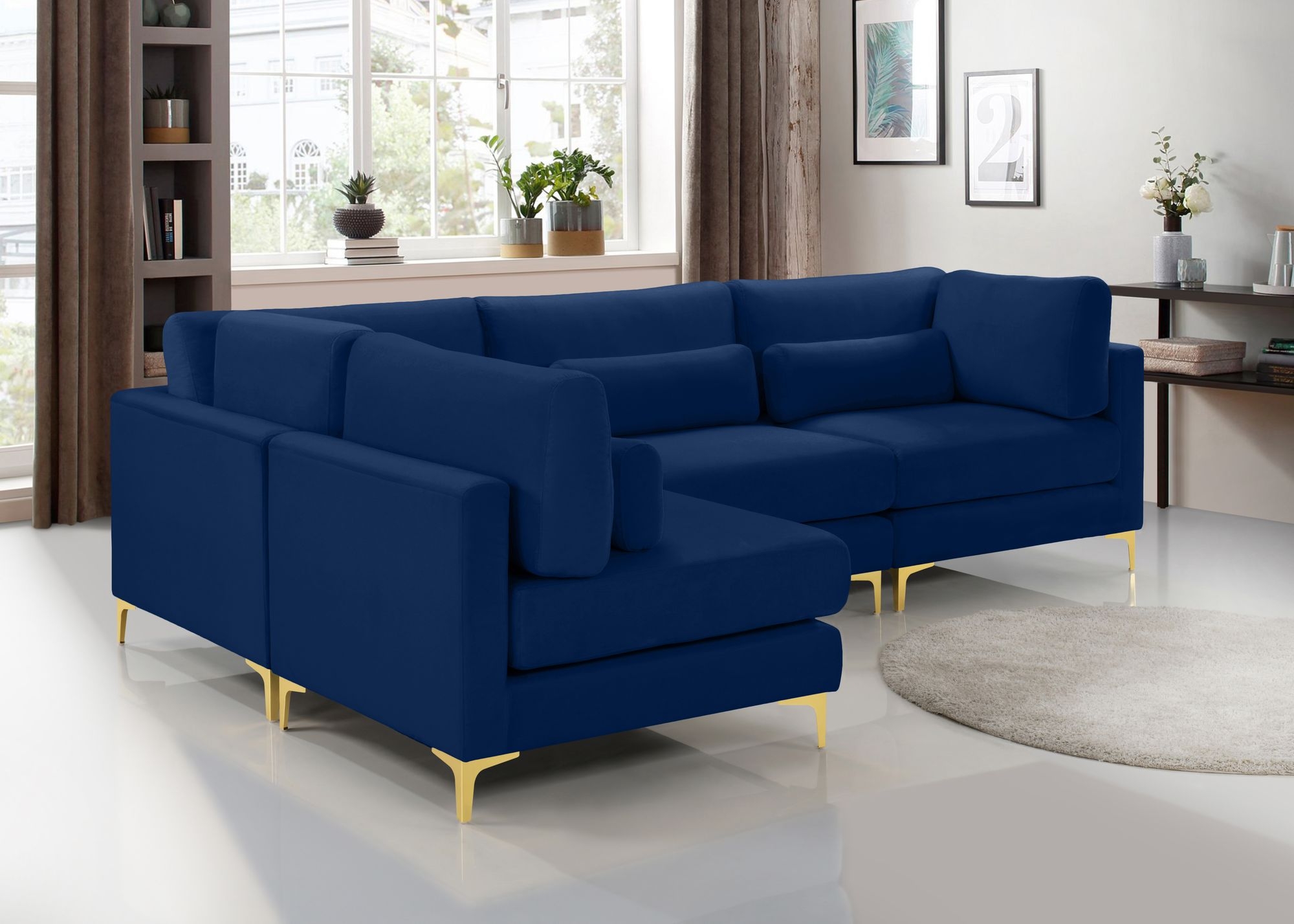 Julia 108.5" 4-Piece Velvet Modular Corner Sectional