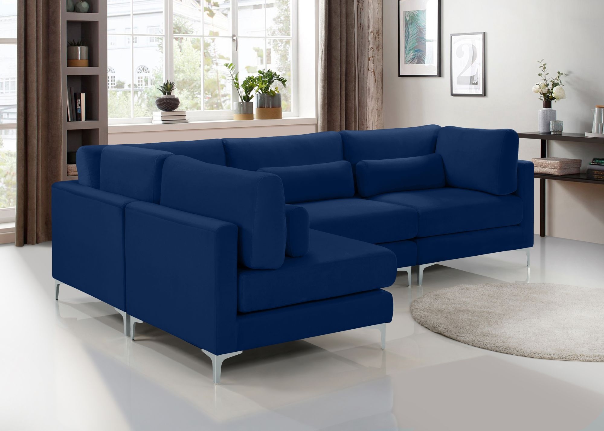 Julia 108.5" 4-Piece Velvet Modular Corner Sectional