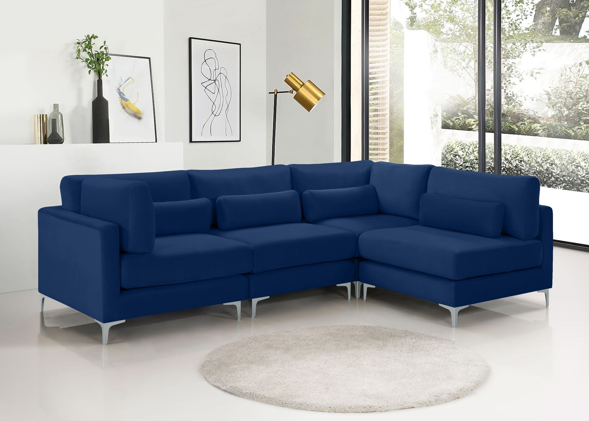 Julia 108.5" 4-Piece Velvet Modular Corner Sectional