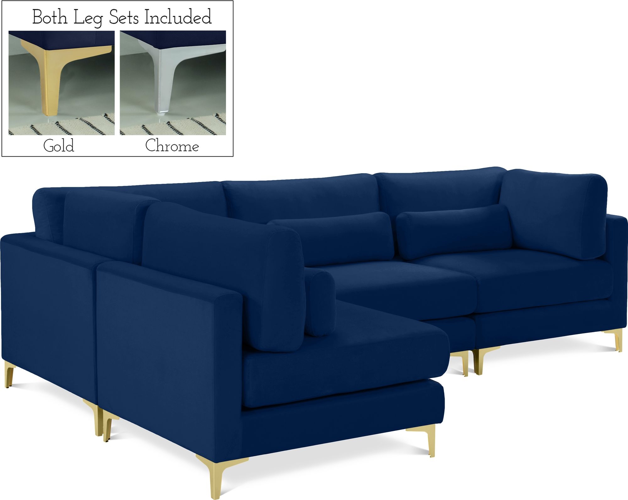 Julia 108.5" 4-Piece Velvet Modular Corner Sectional
