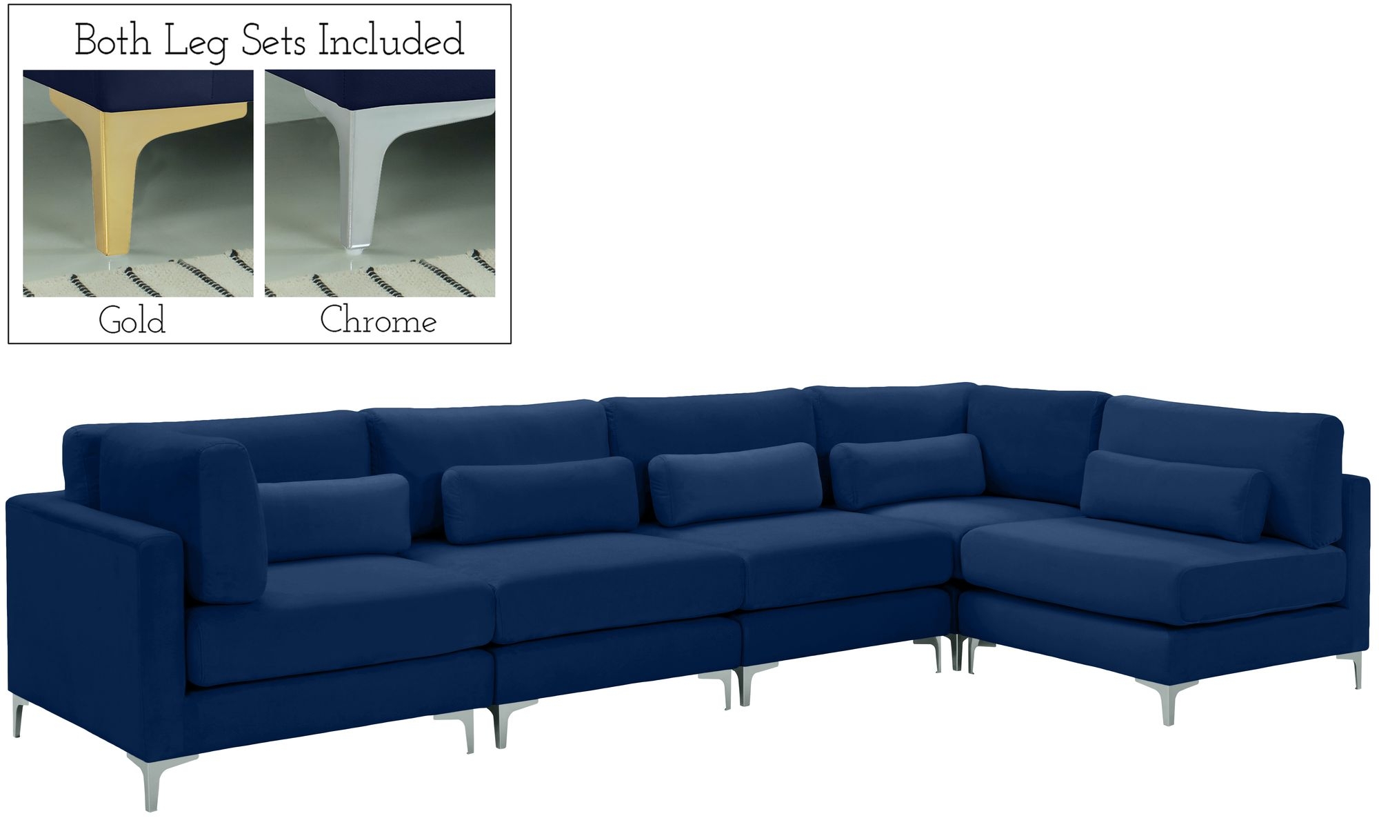 Julia 142" 5-Piece Velvet Modular Sectional