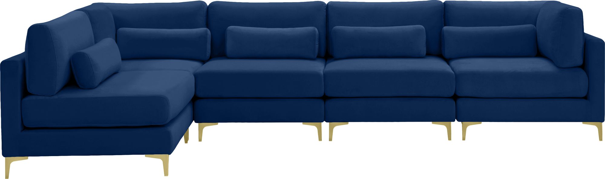 Julia 142" 5-Piece Velvet Modular Sectional