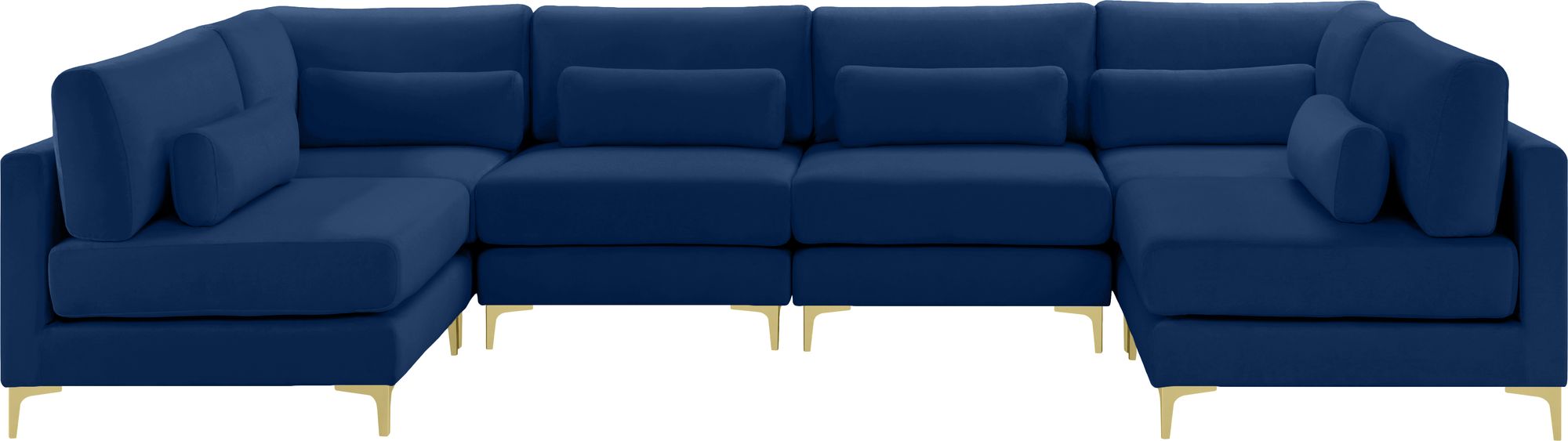 Julia 142" 6-Piece Velvet Modular U-Shape Sectional