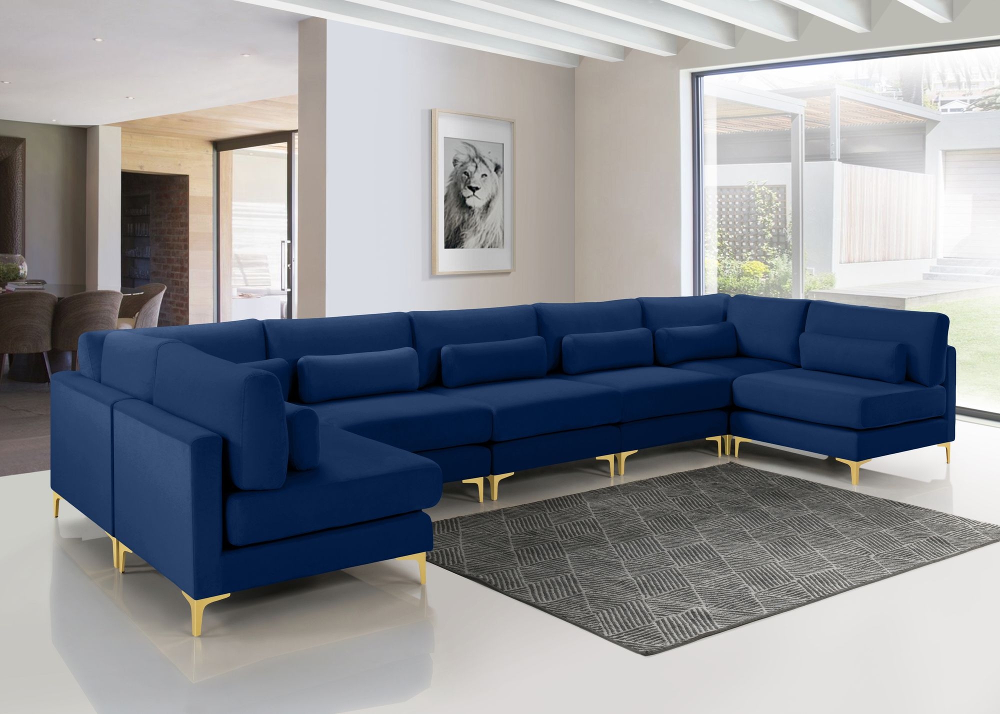 Julia 175.5" 7-Piece Velvet Modular Sectional