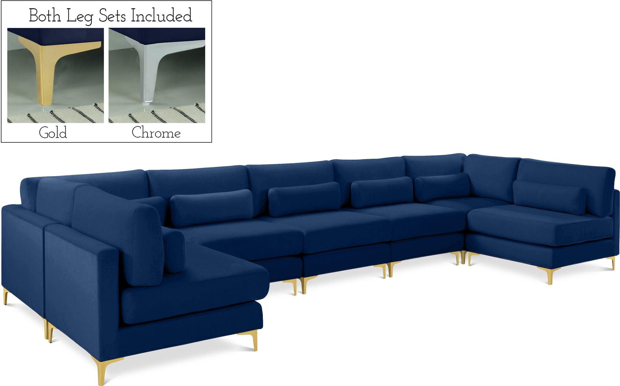 Julia 175.5" 7-Piece Velvet Modular Sectional