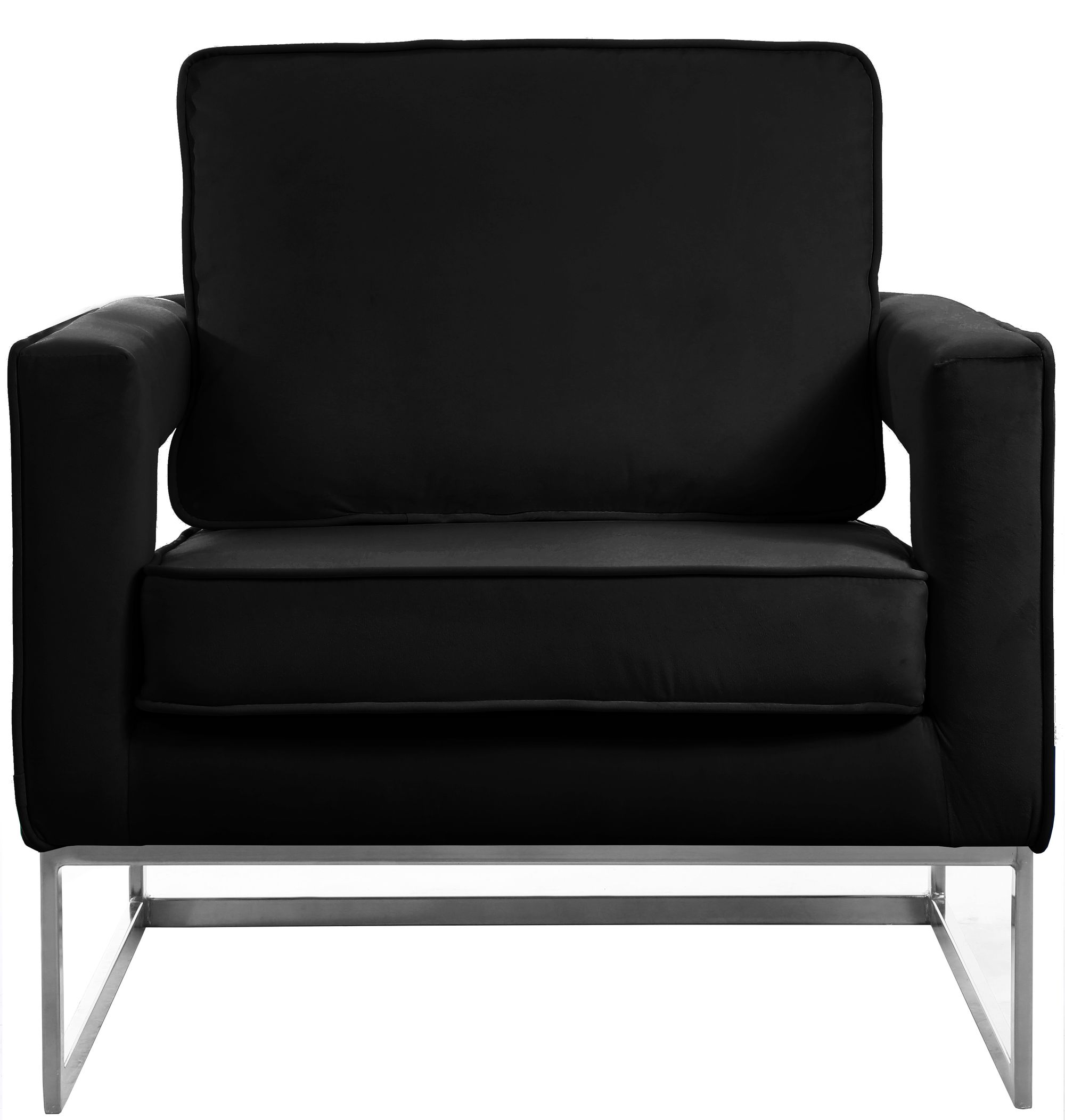 Noah Velvet Accent Chair with Chrome Iron Base