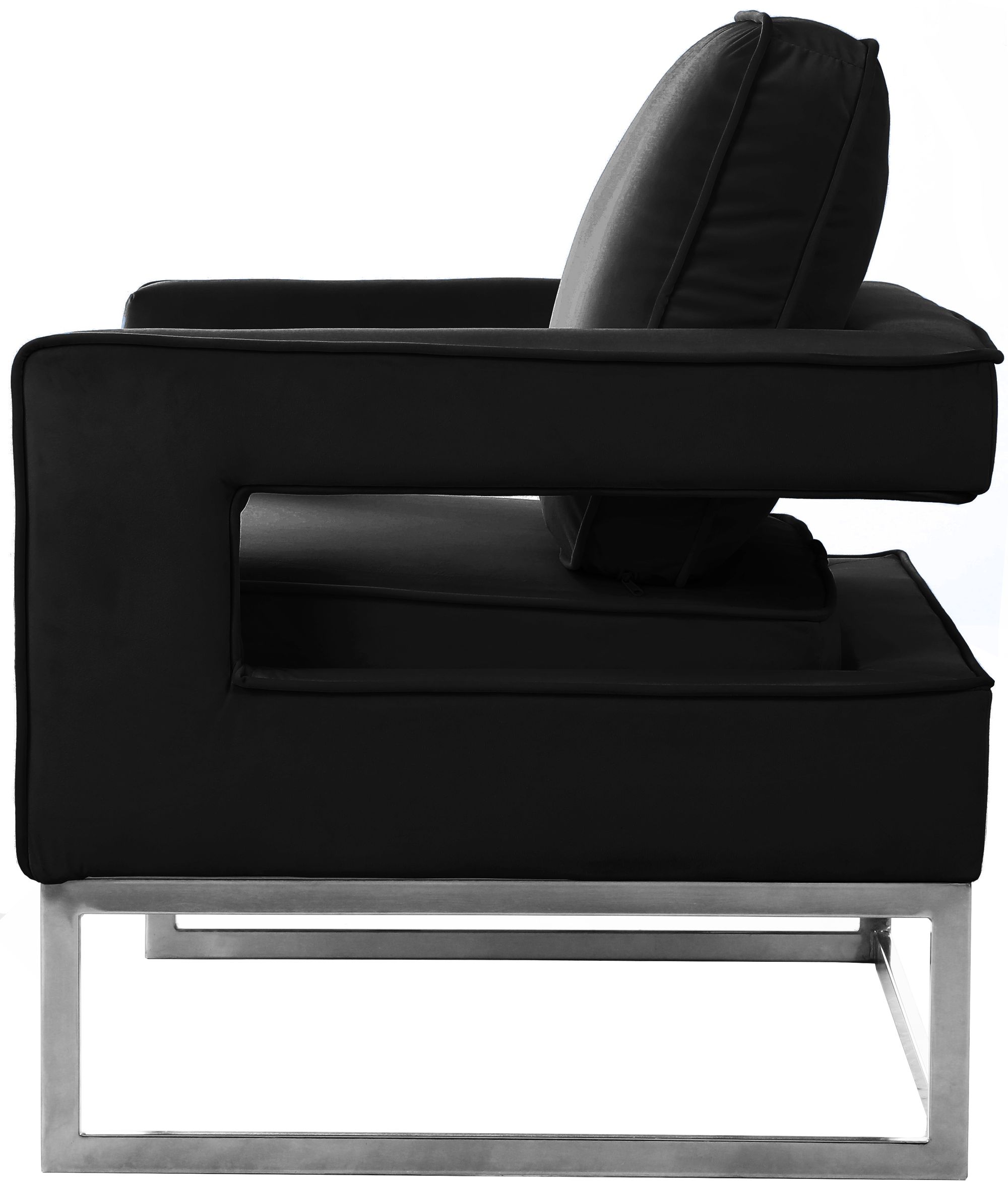 Noah Velvet Accent Chair with Chrome Iron Base