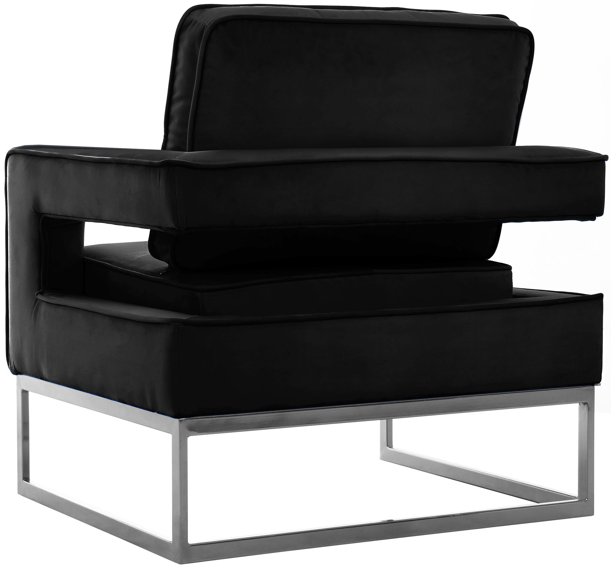 Noah Velvet Accent Chair with Chrome Iron Base