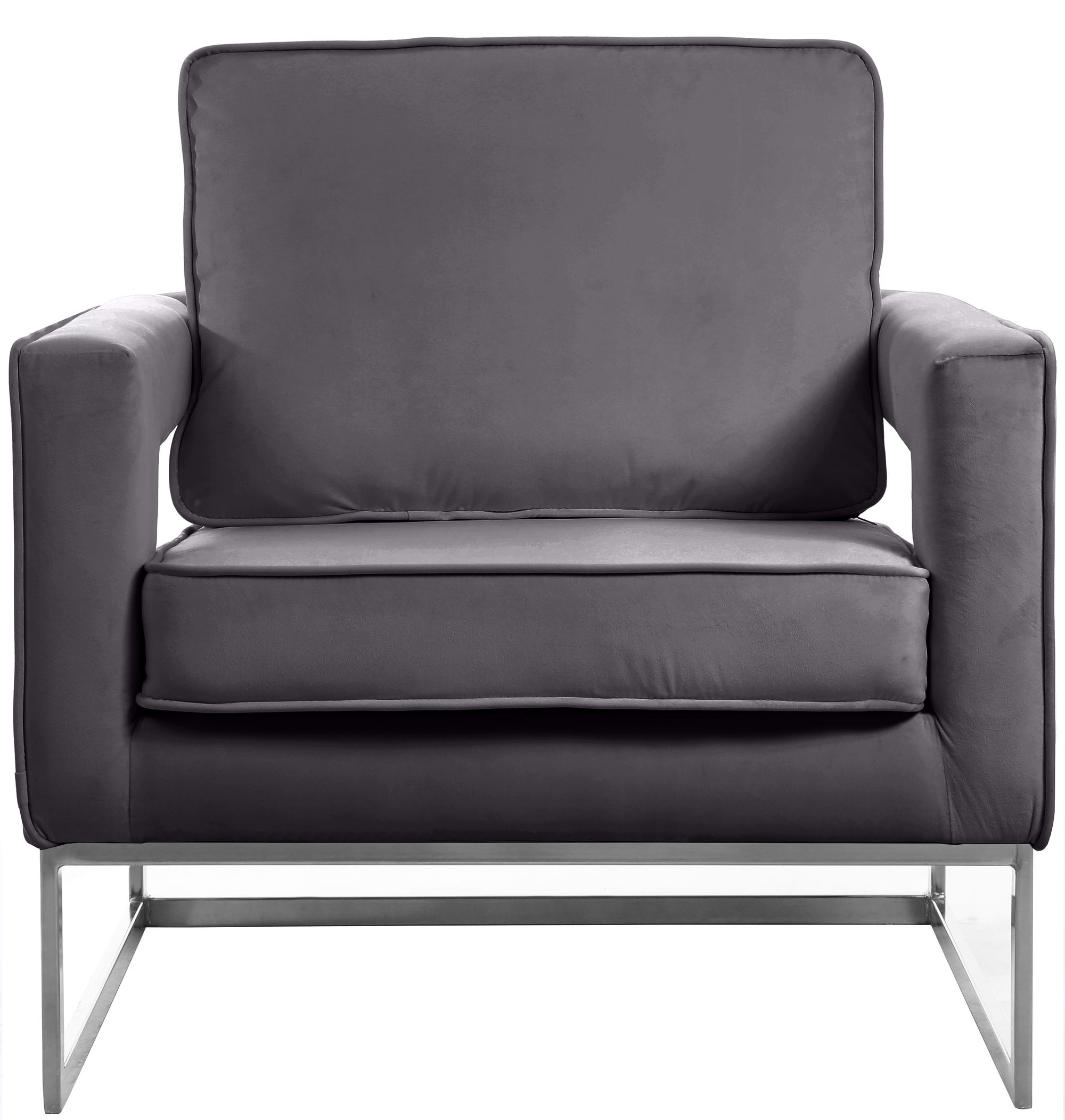 Noah Velvet Accent Chair with Chrome Iron Base