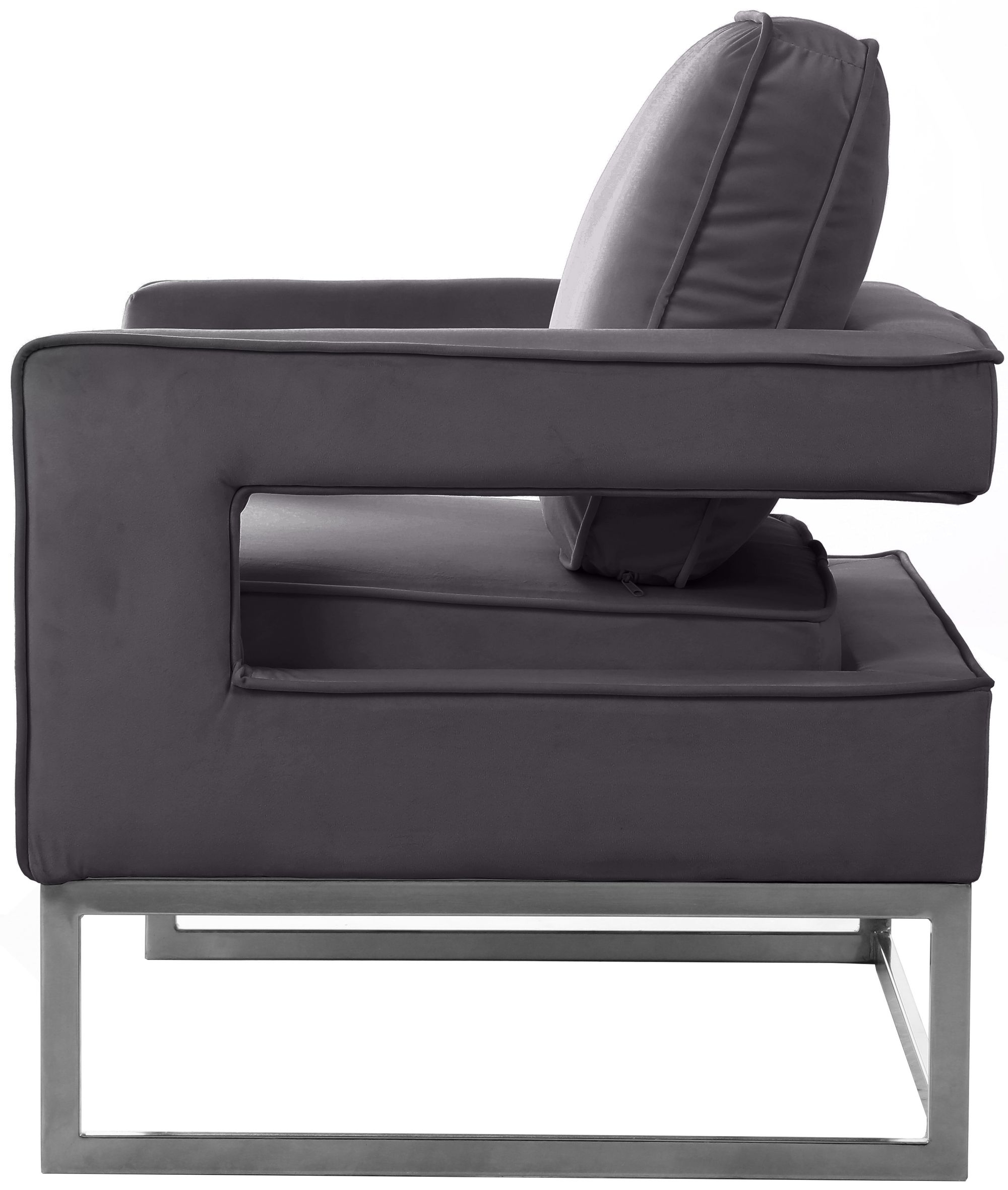Noah Velvet Accent Chair with Chrome Iron Base