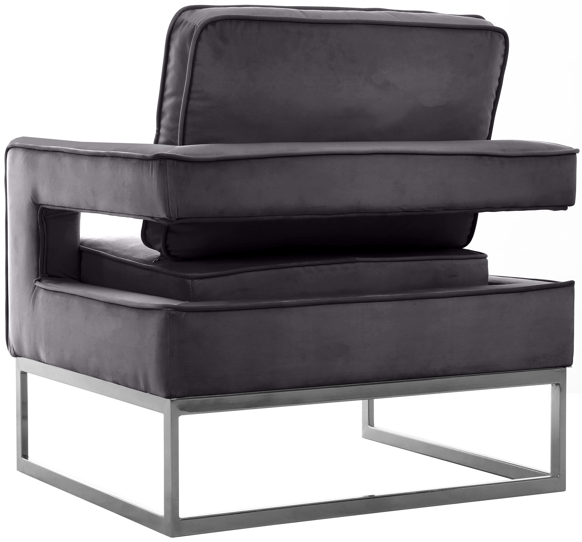 Noah Velvet Accent Chair with Chrome Iron Base