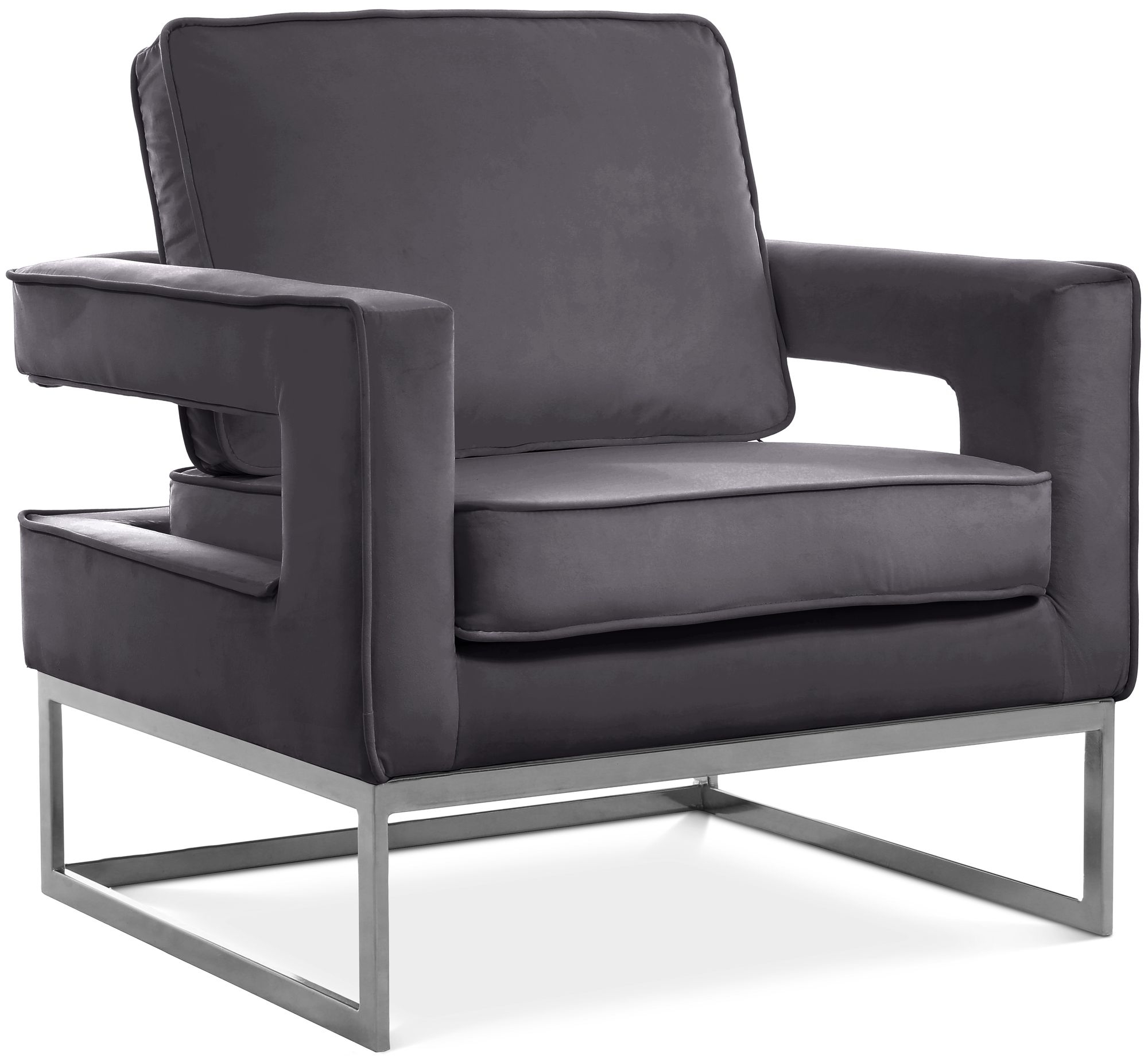 Noah Velvet Accent Chair with Chrome Iron Base