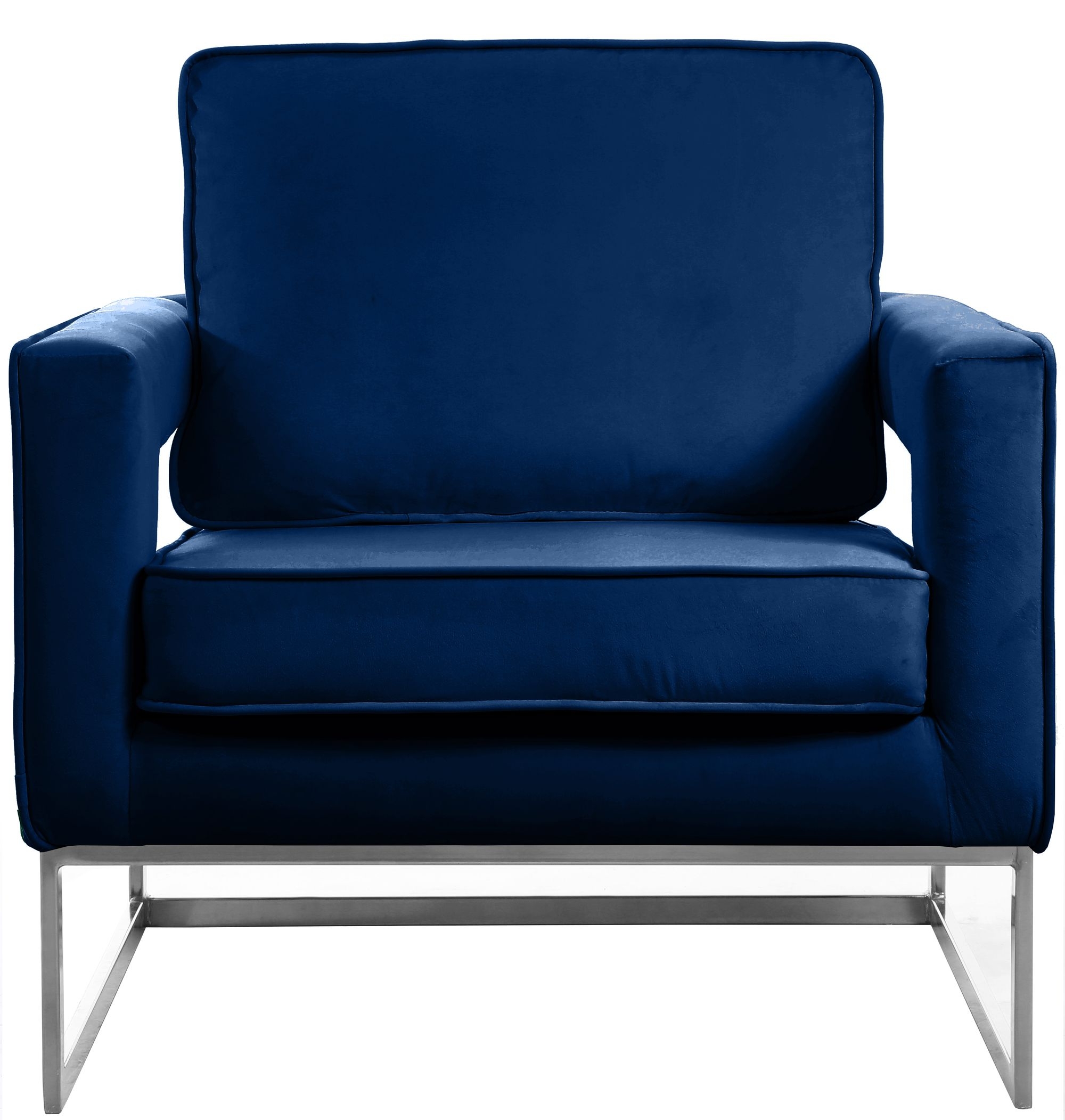 Noah Velvet Accent Chair with Chrome Iron Base