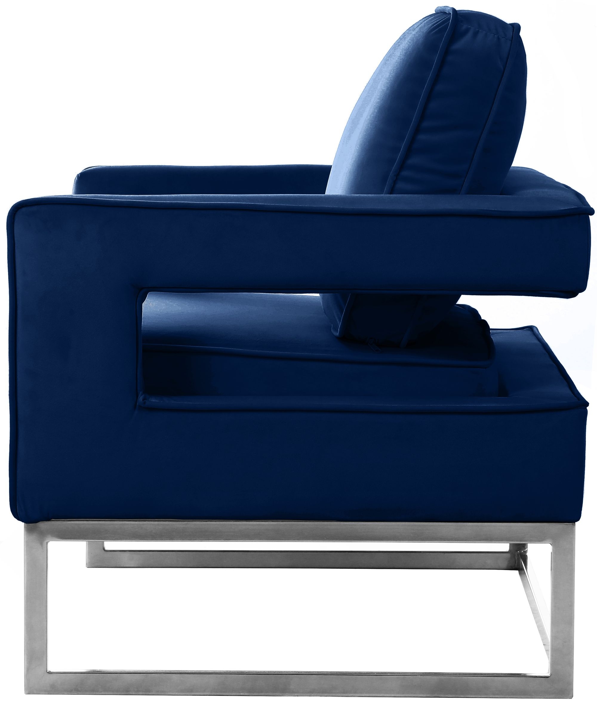 Noah Velvet Accent Chair with Chrome Iron Base