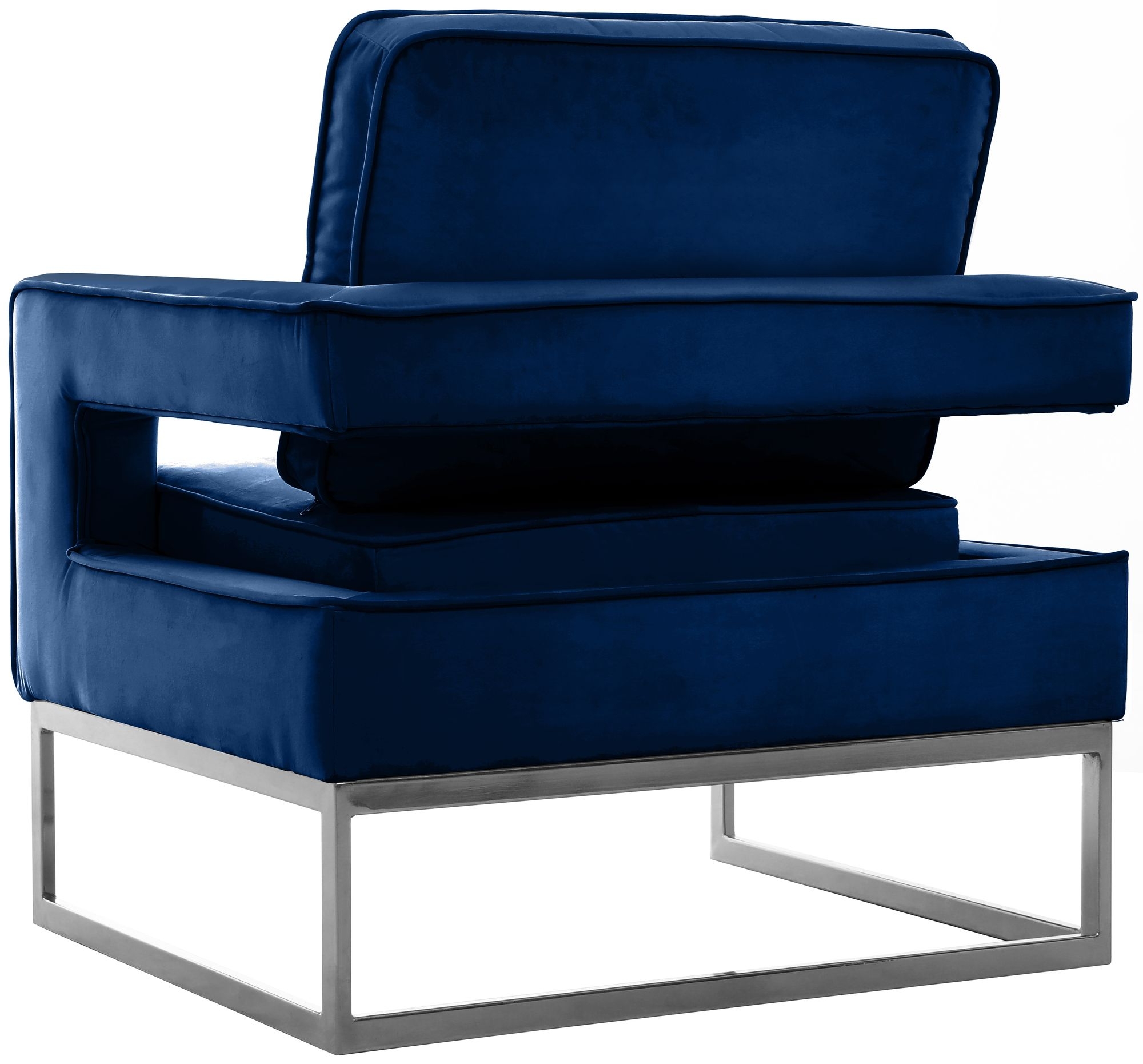 Noah Velvet Accent Chair with Chrome Iron Base