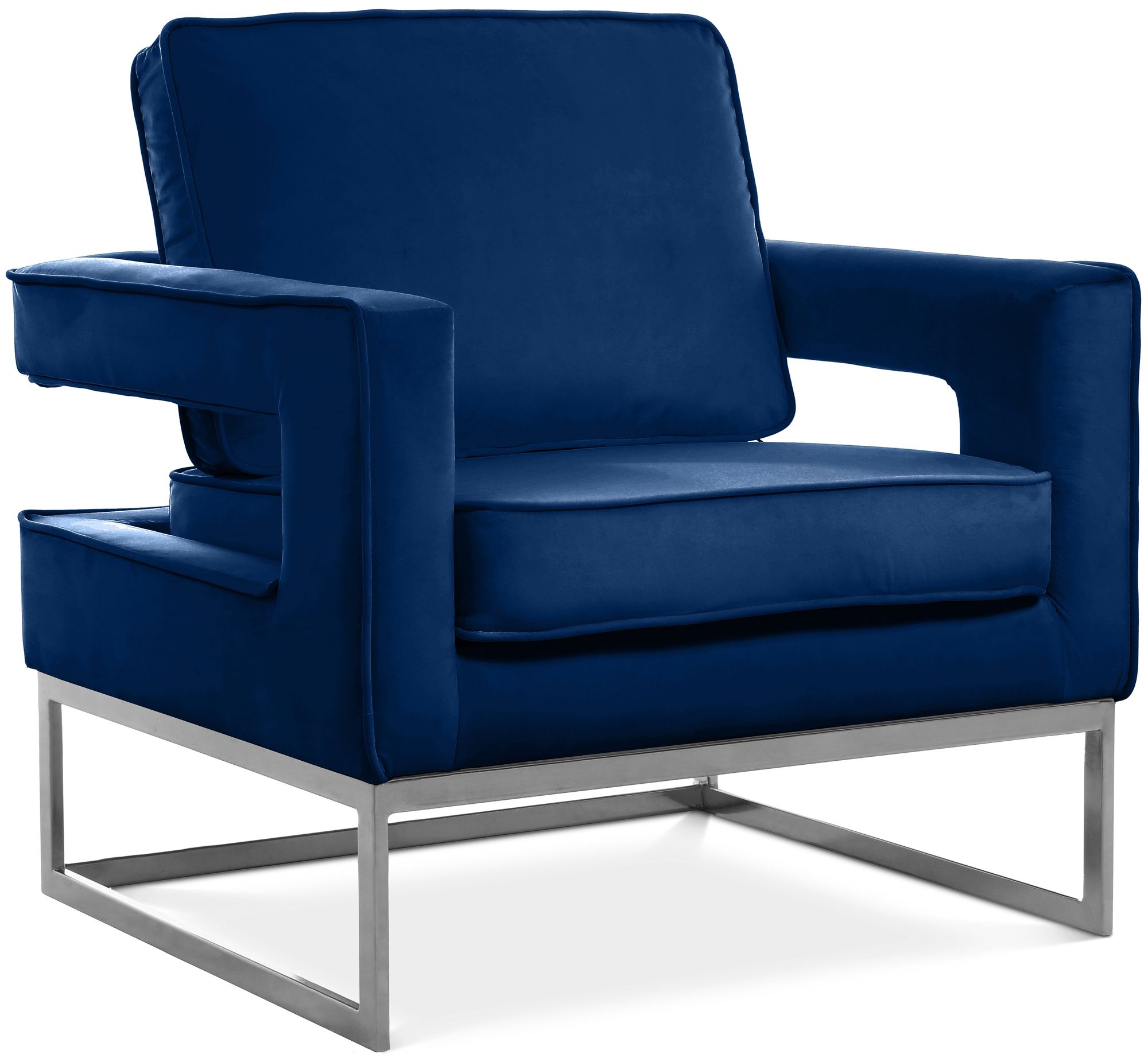 Noah Velvet Accent Chair with Chrome Iron Base