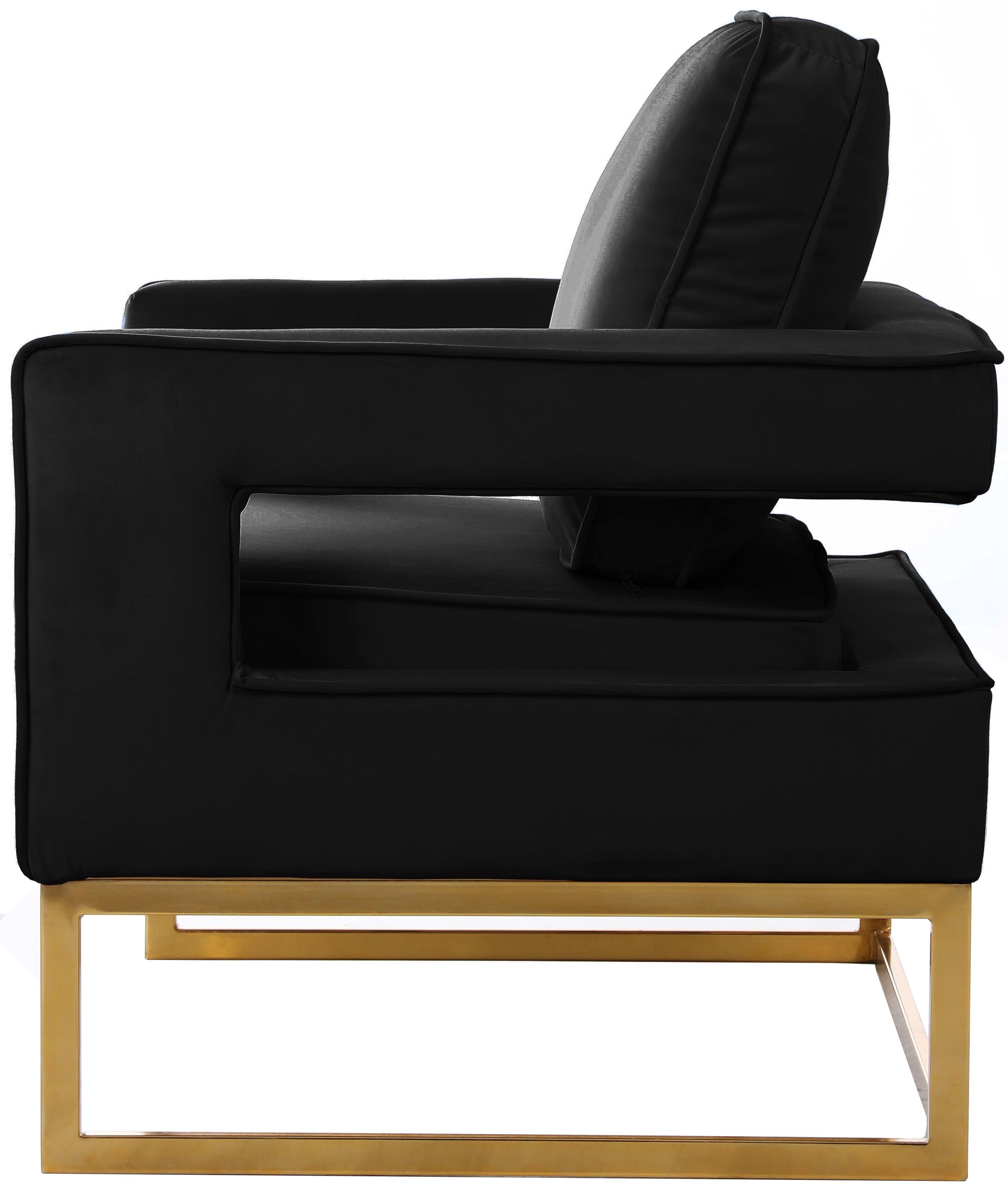 Noah Velvet Accent Chair with Gold Stainless Steel Base