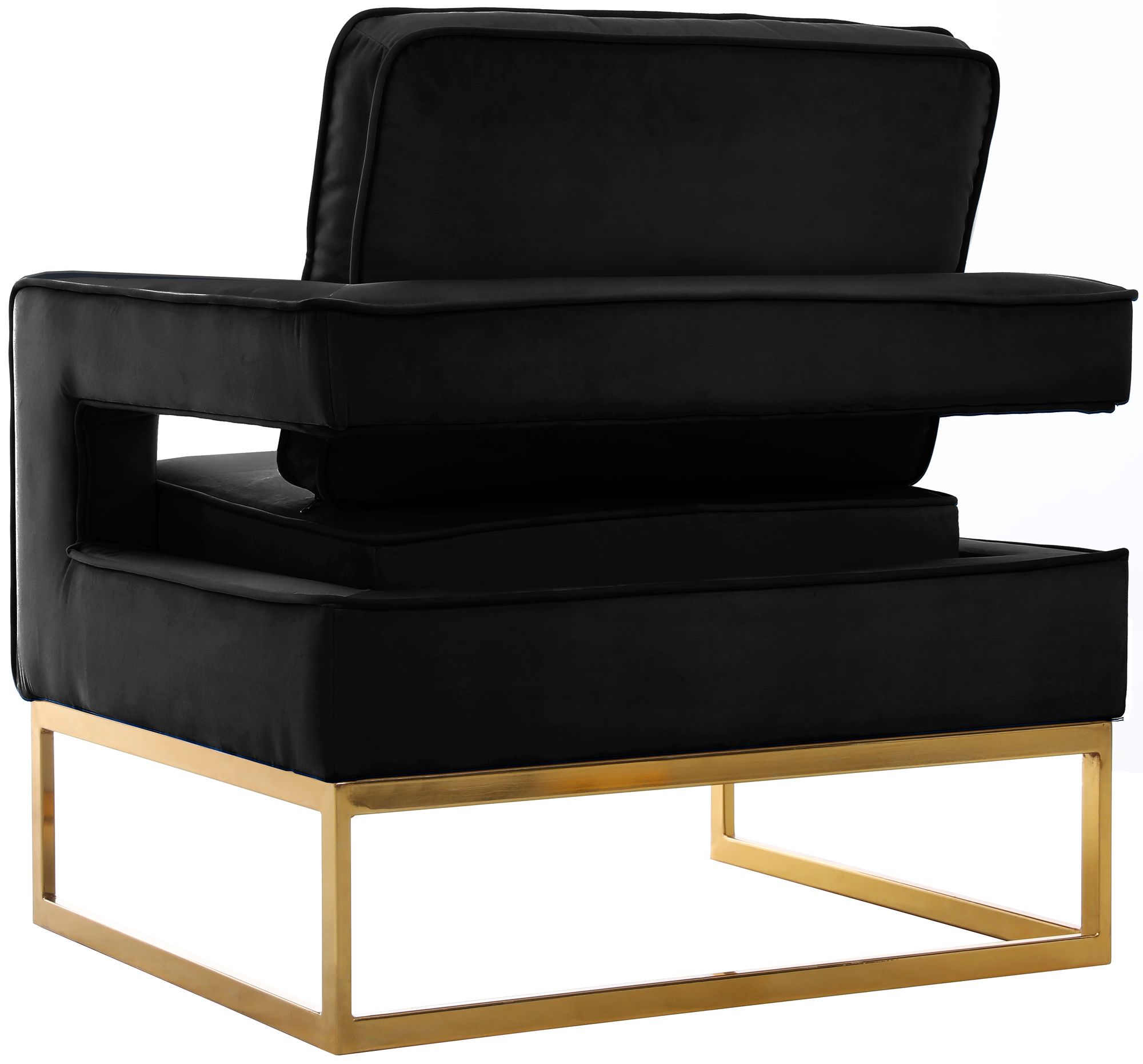 Noah Velvet Accent Chair with Gold Stainless Steel Base