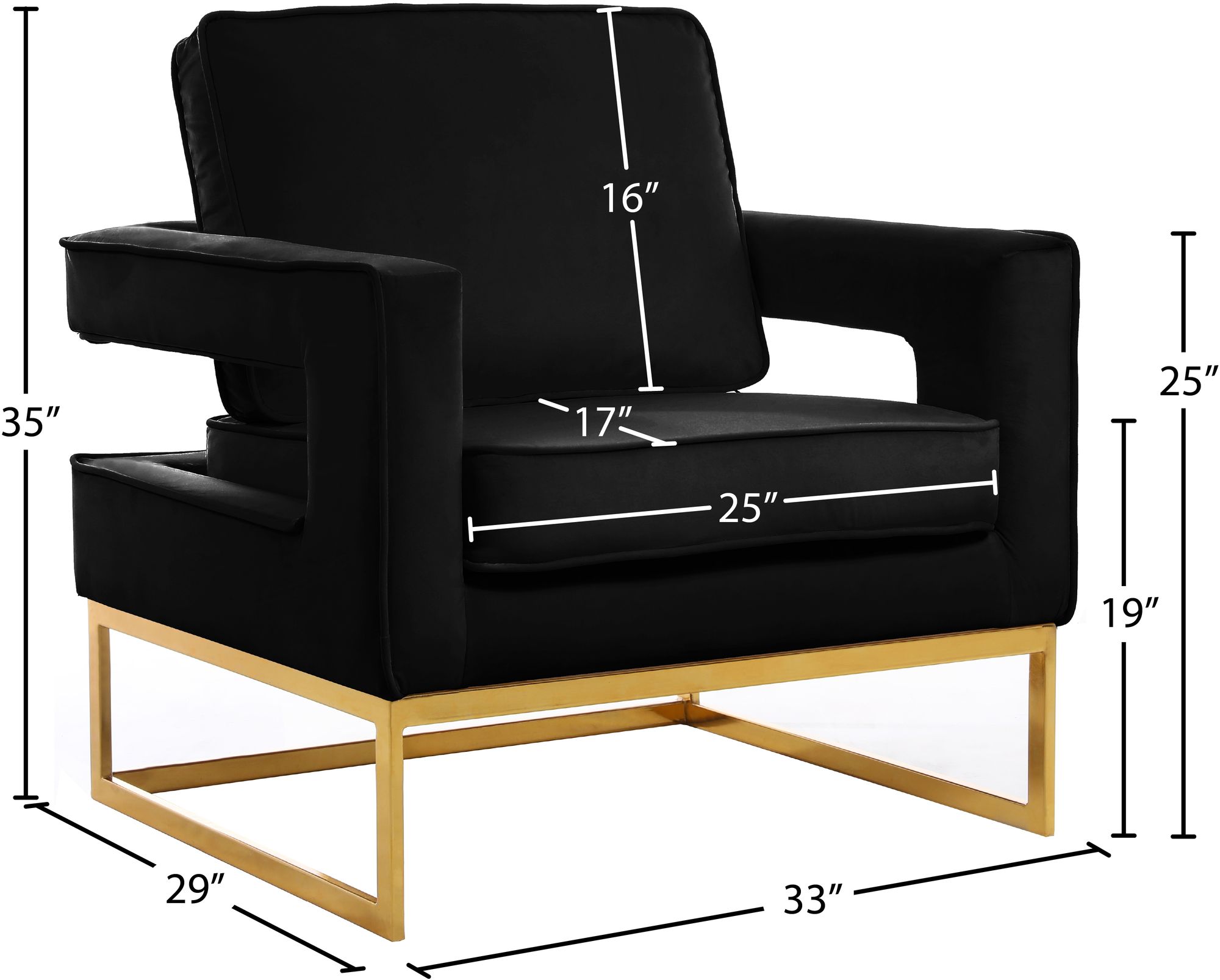 Noah Velvet Accent Chair with Gold Stainless Steel Base