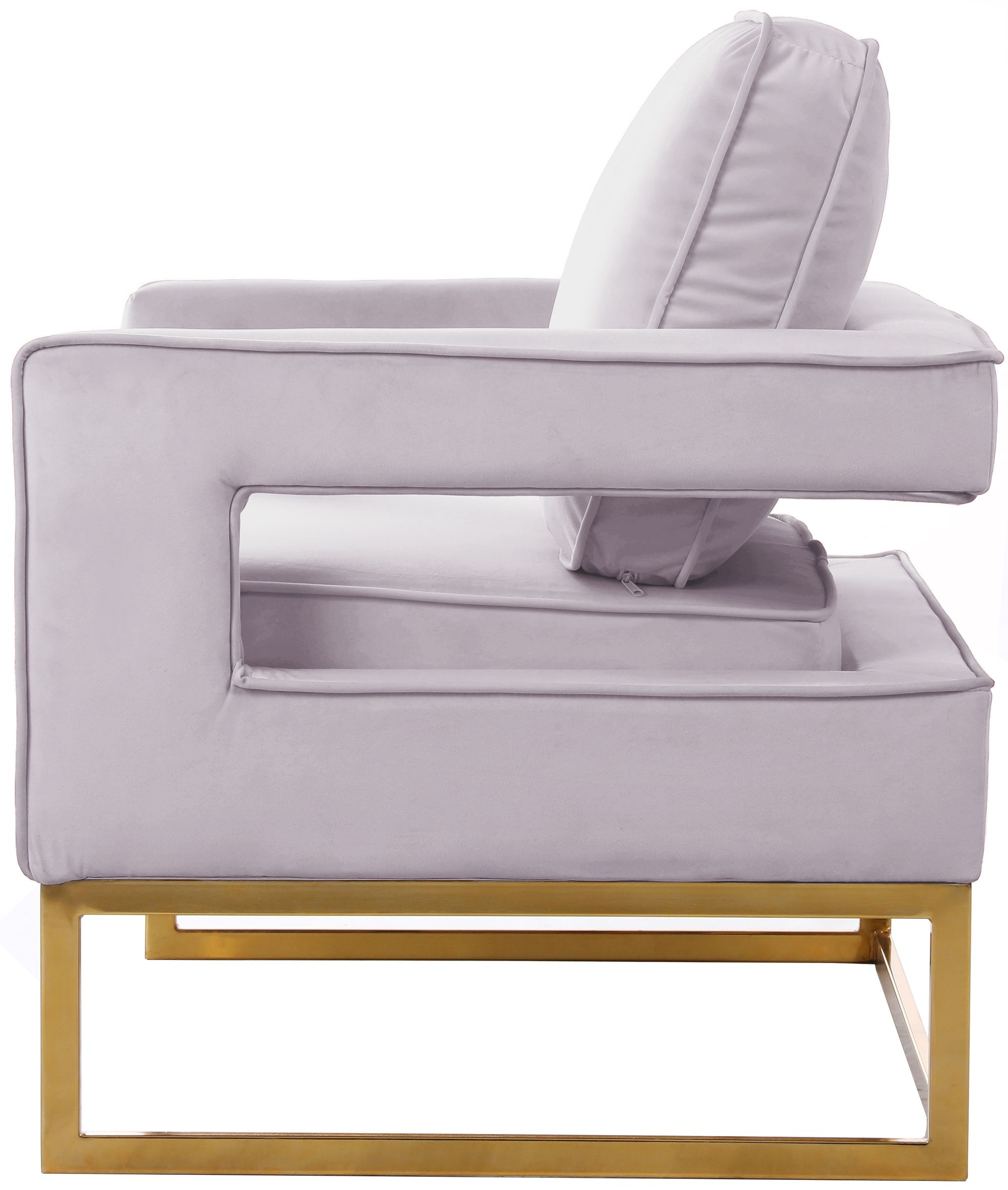 Noah Velvet Accent Chair with Gold Stainless Steel Base