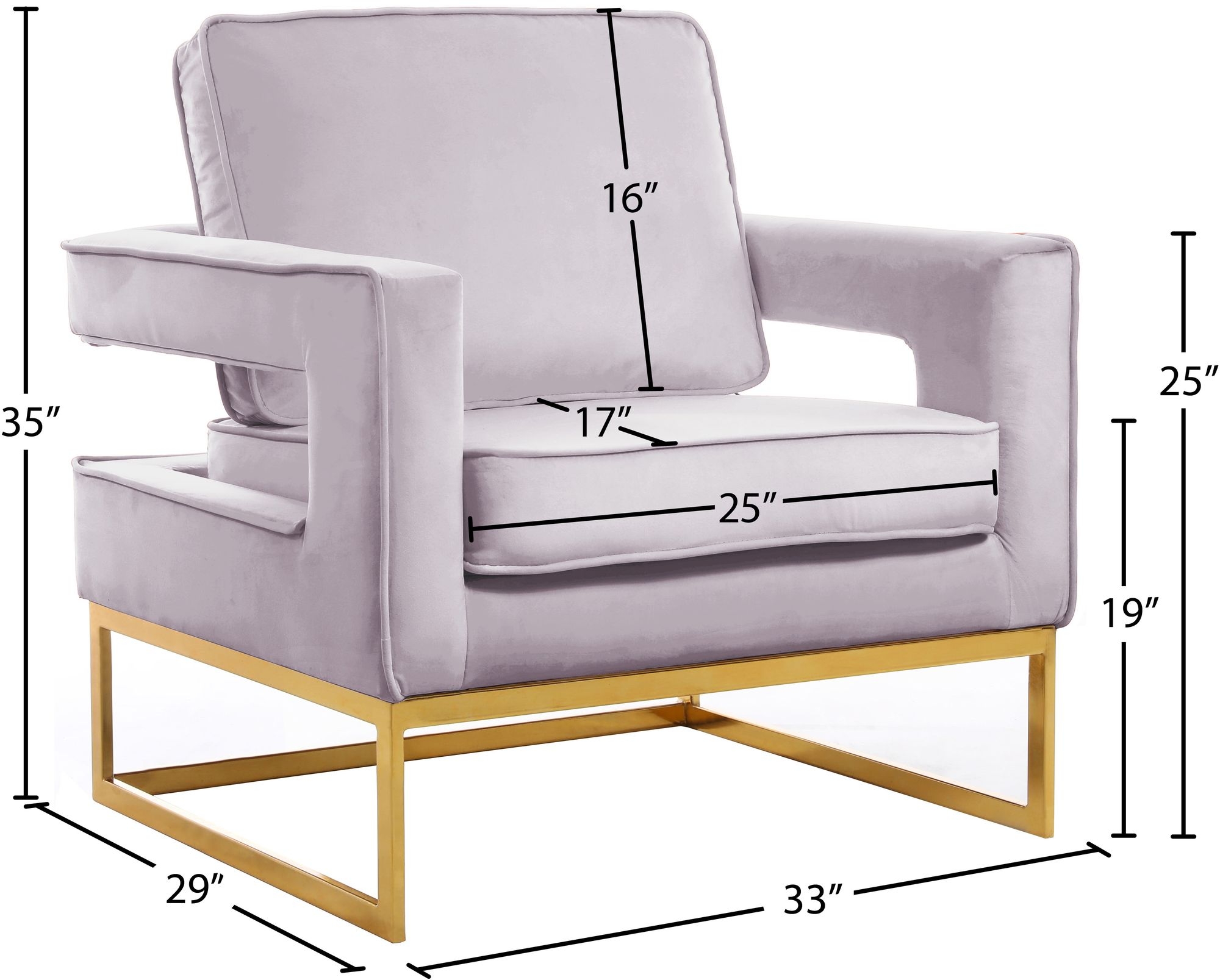 Noah Velvet Accent Chair with Gold Stainless Steel Base