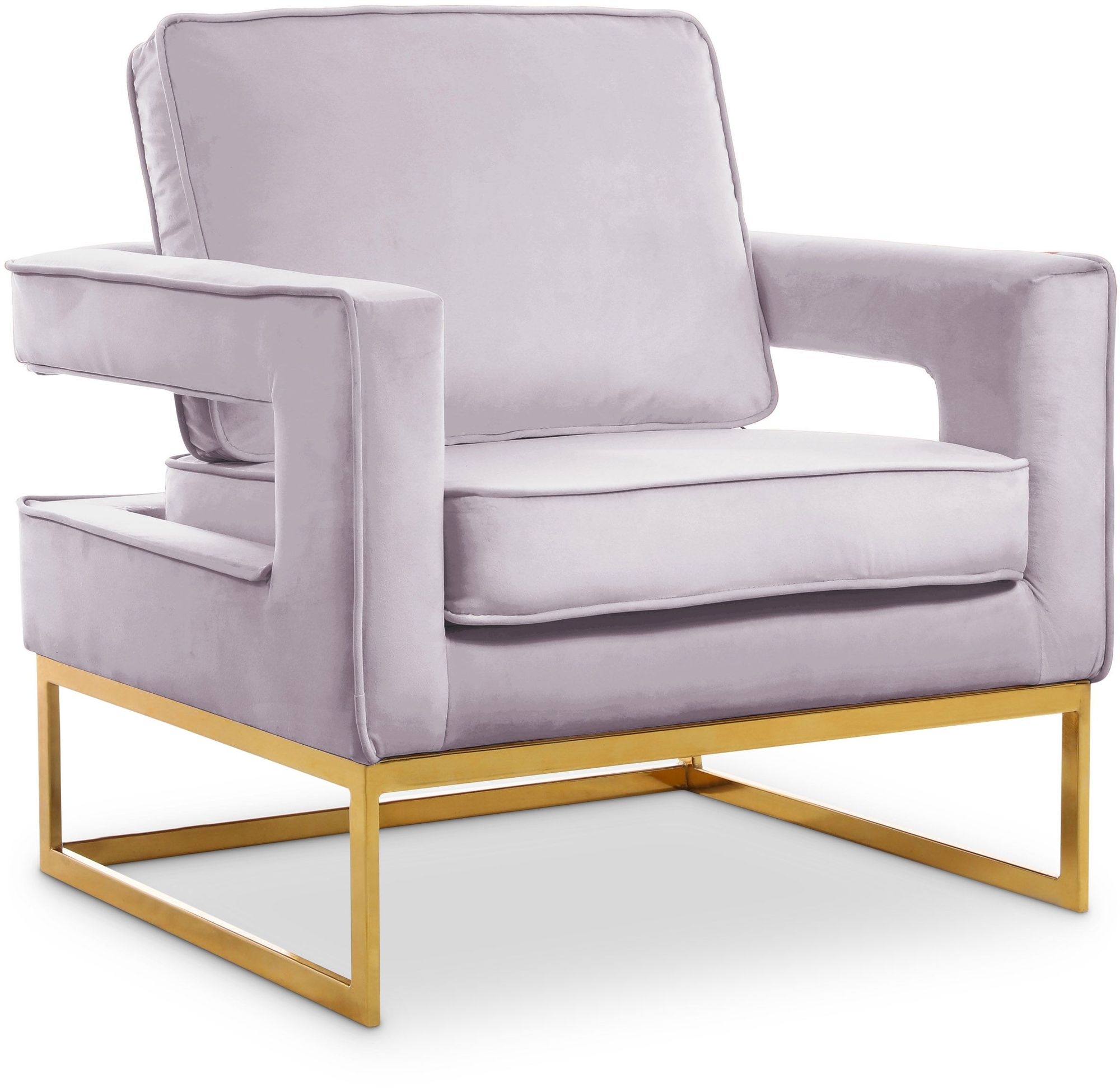 Noah Velvet Accent Chair with Gold Stainless Steel Base