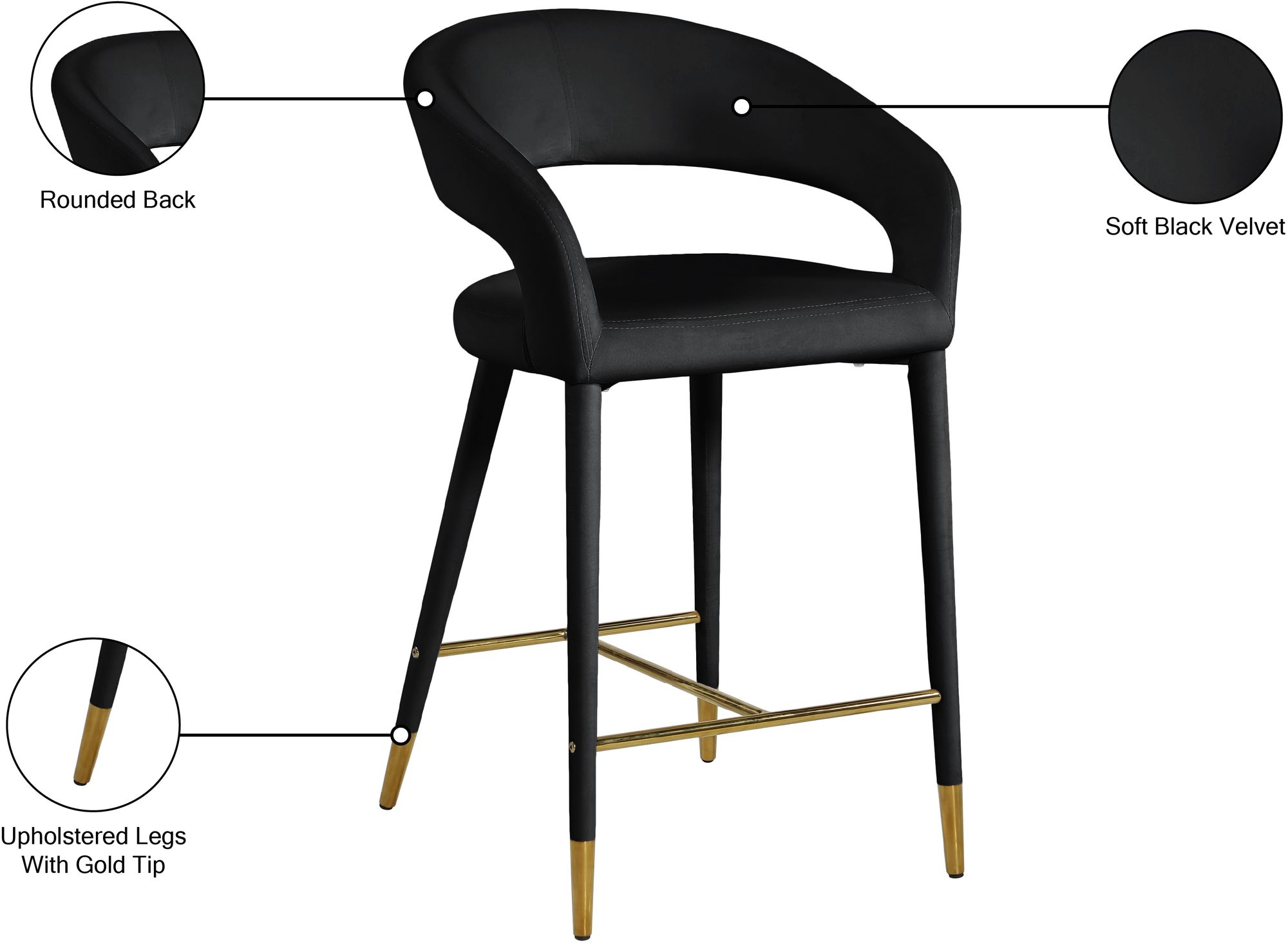 Destiny Velvet Counter Stool