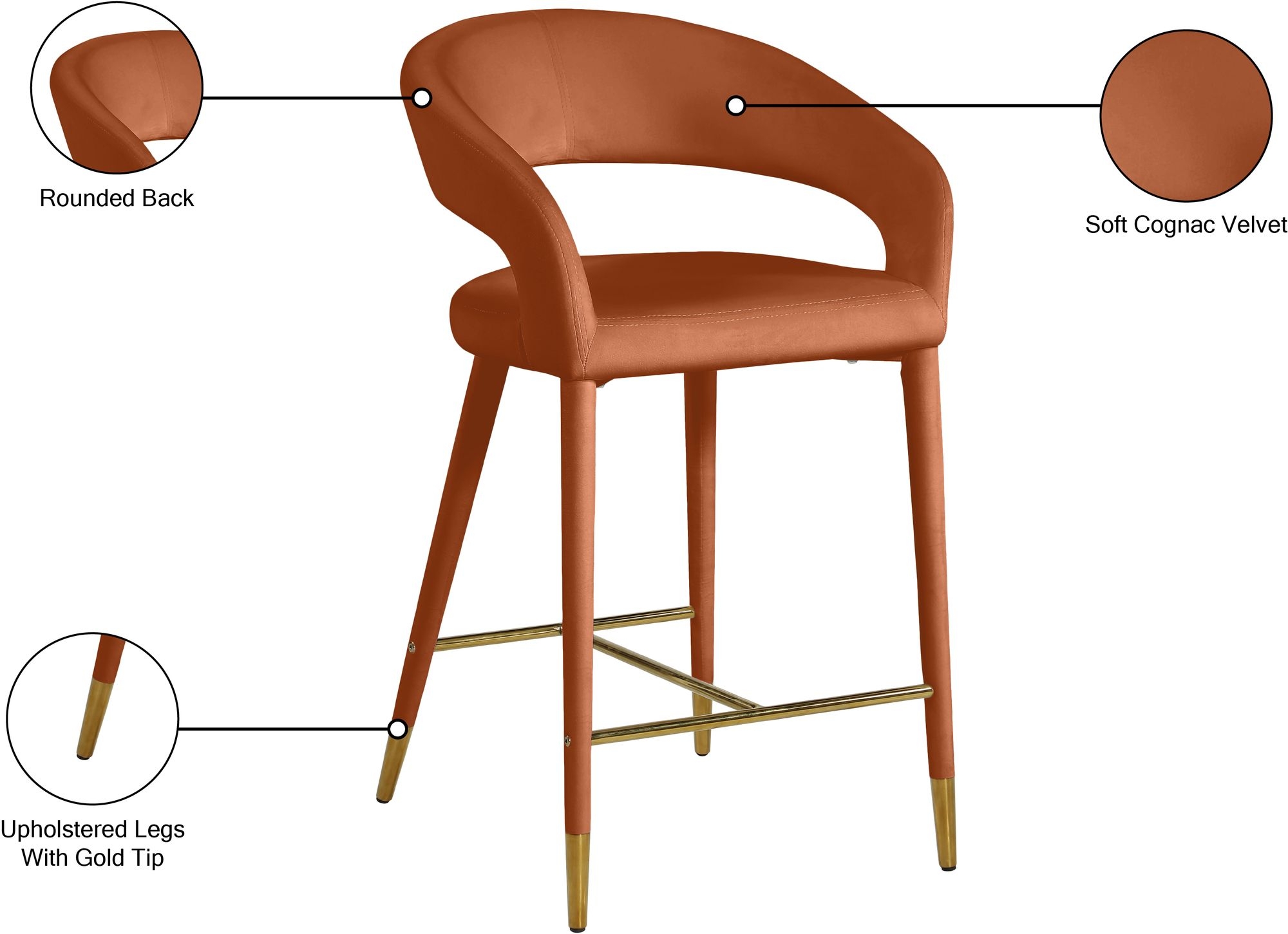 Destiny Velvet Counter Stool
