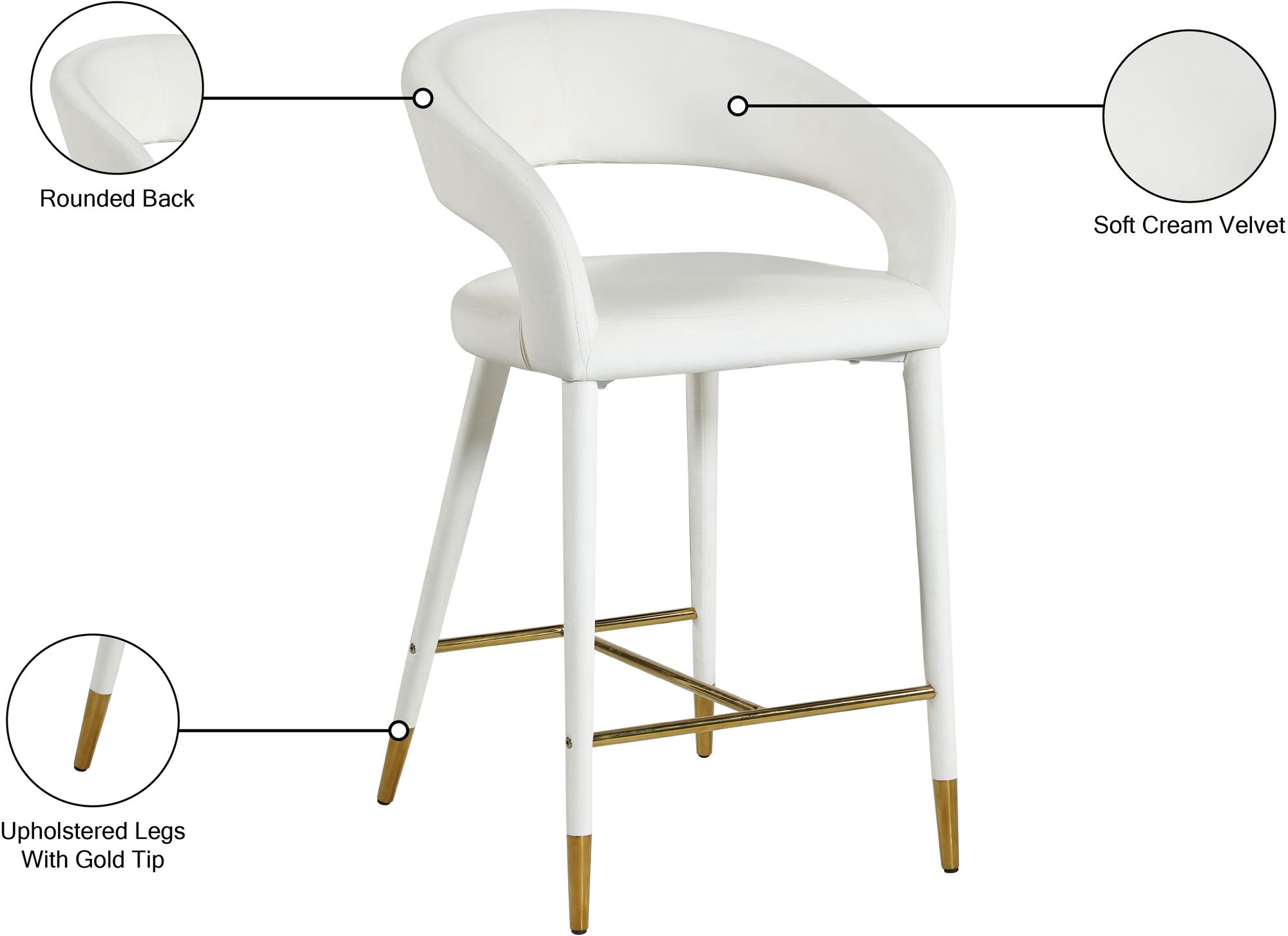 Destiny Velvet Counter Stool