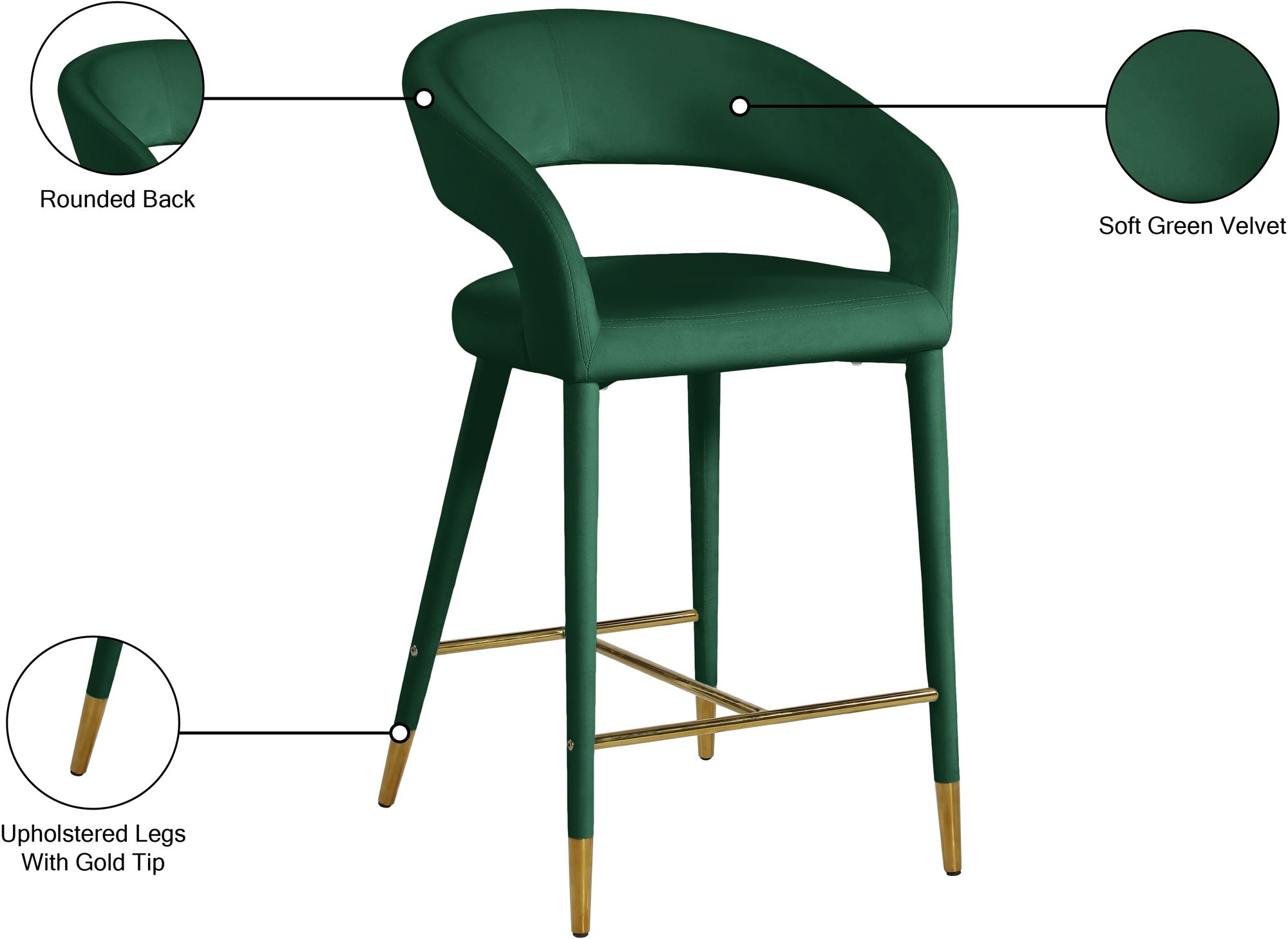 Destiny Velvet Counter Stool