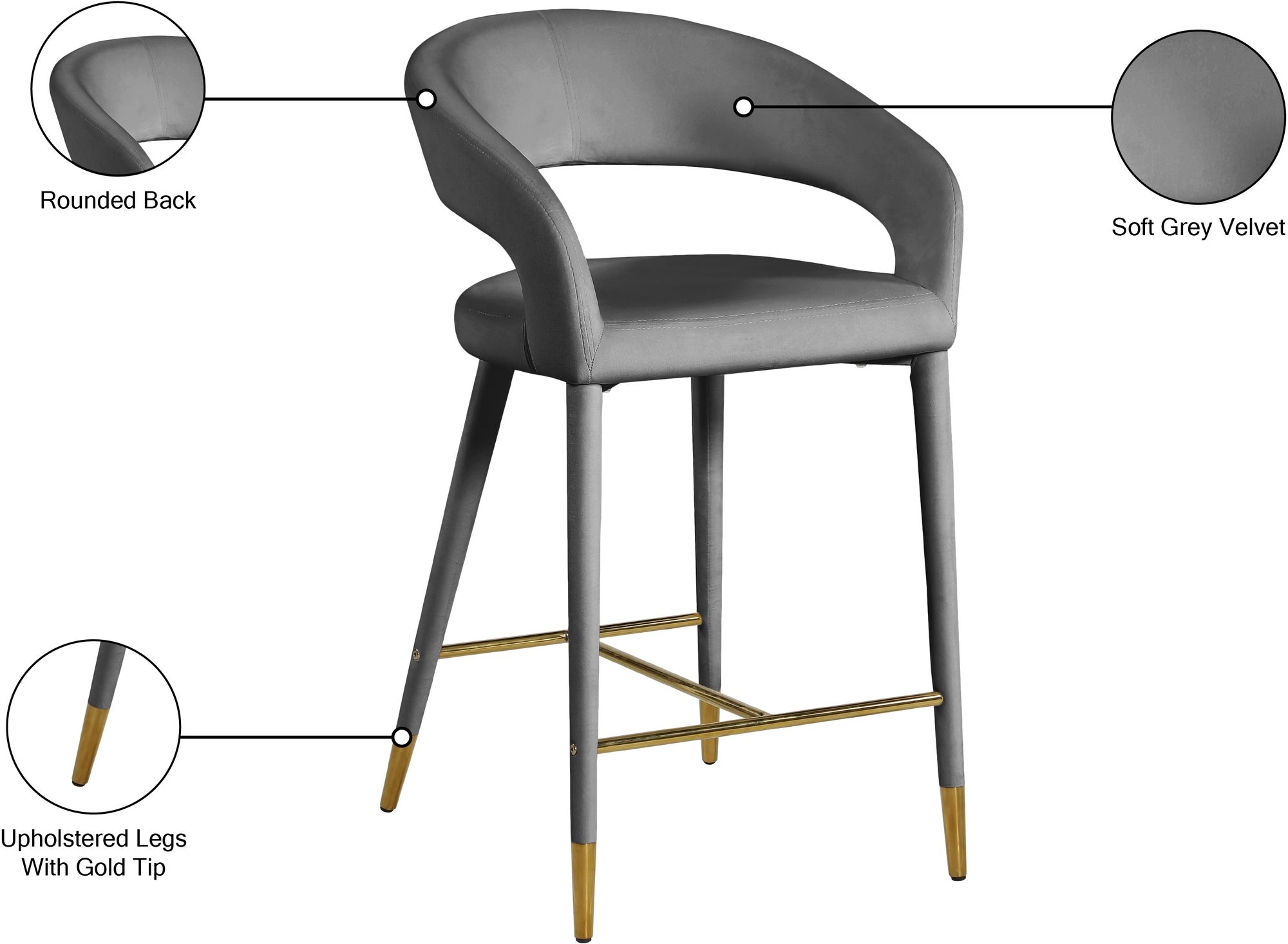 Destiny Velvet Counter Stool