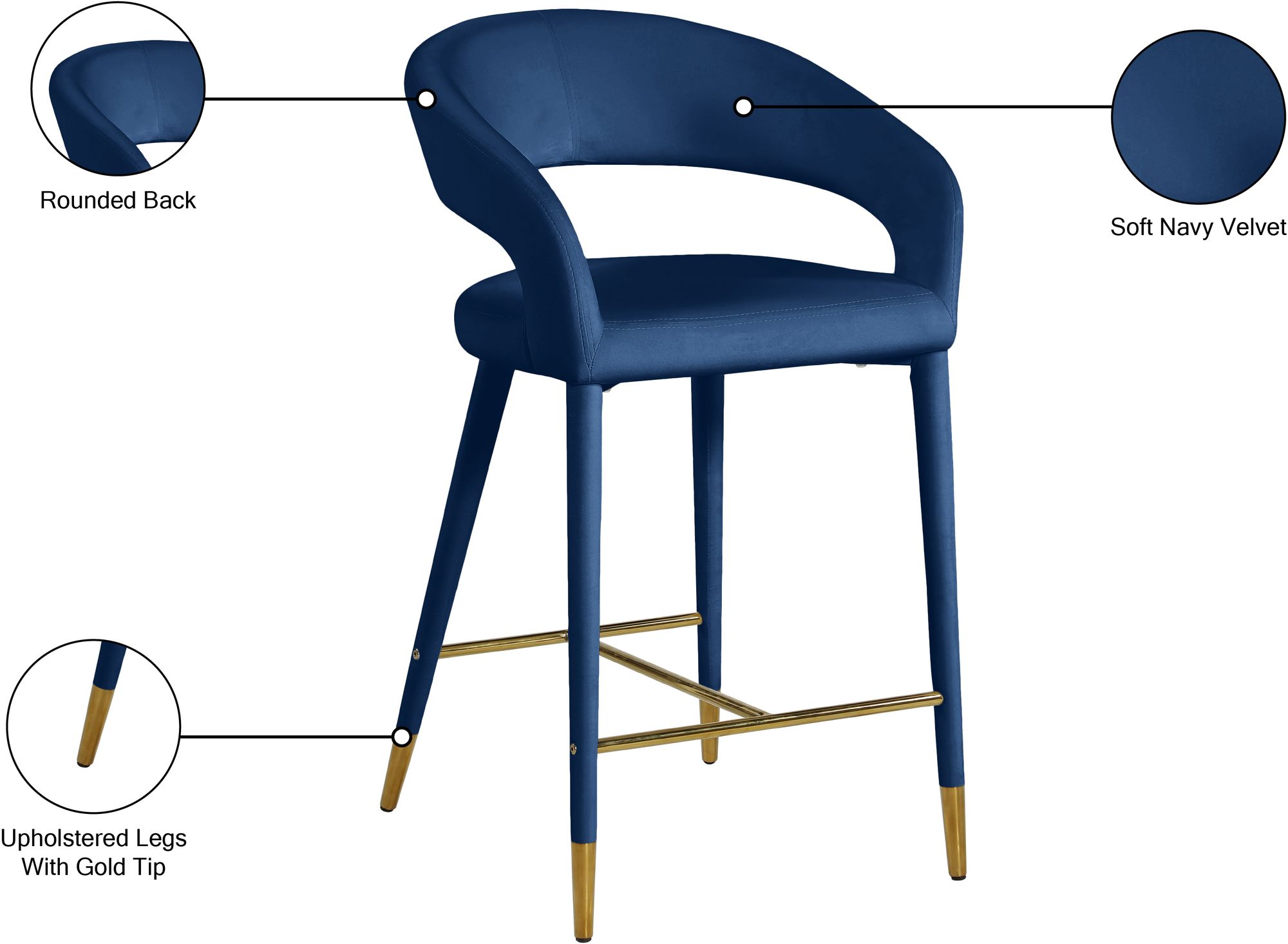 Destiny Velvet Counter Stool