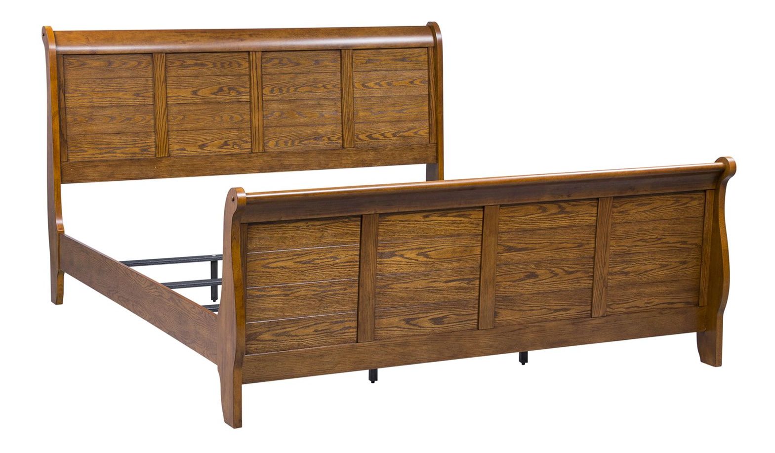 Grandpa's Cabin Wood Sleigh Bedroom Set - Aged Oak